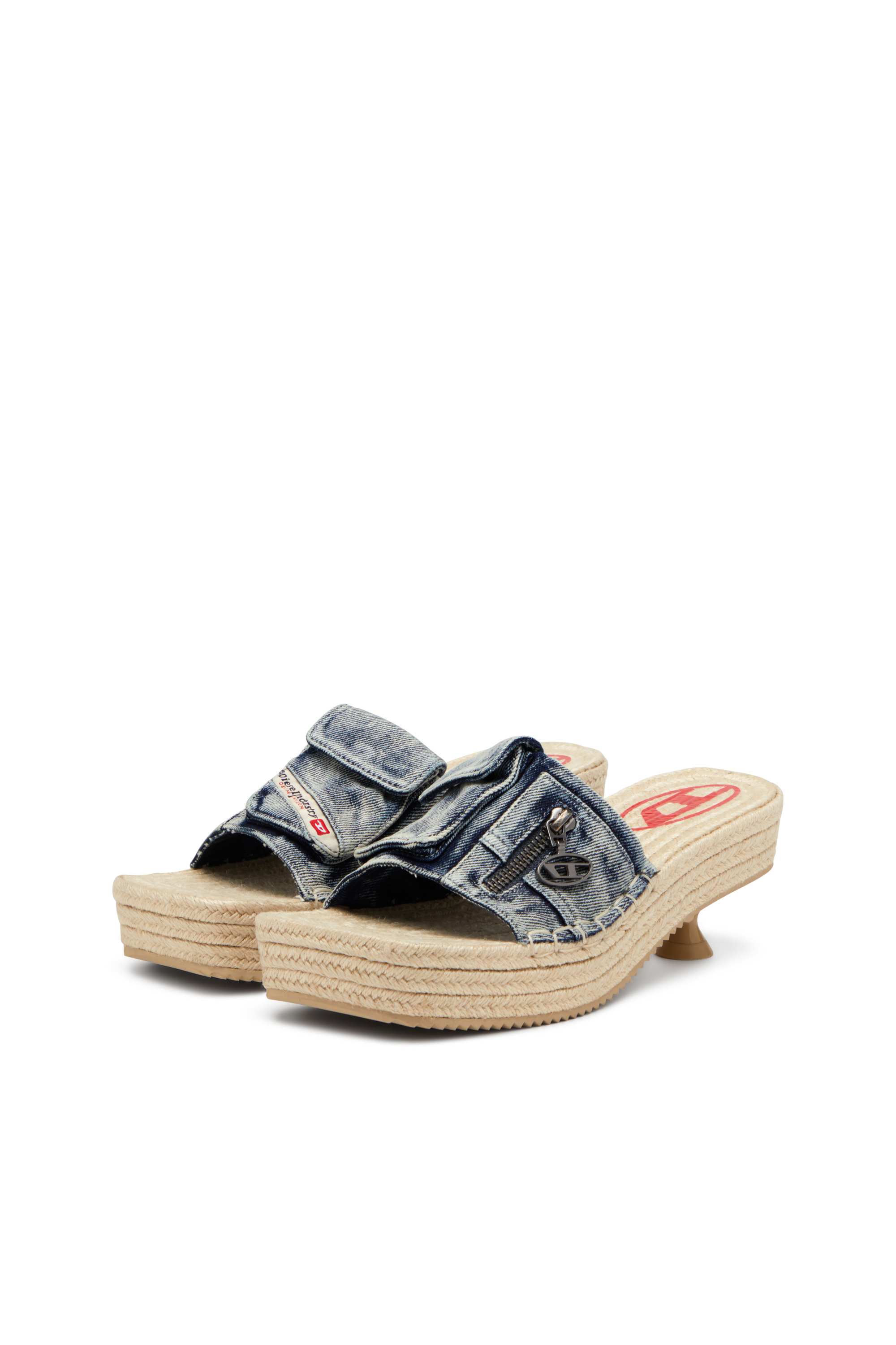 Diesel - D-IBIZA 40 PCK, D-Ibiza-Mocasines de esparto con plataforma y tacón en denim Mujer in Azul marino - 8