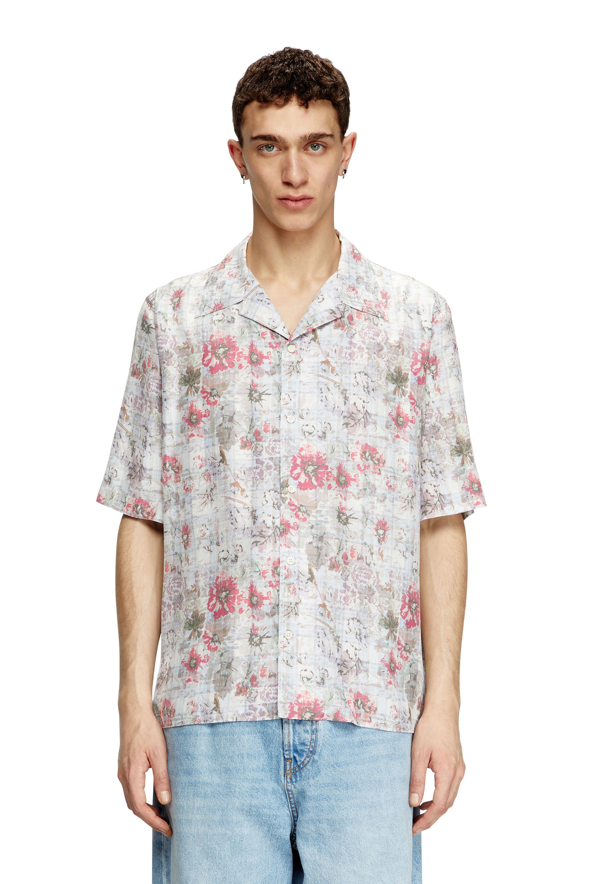 Diesel - S-LEYS, Camisa de bolos con estampado floral Hombre in Multicolor - 1