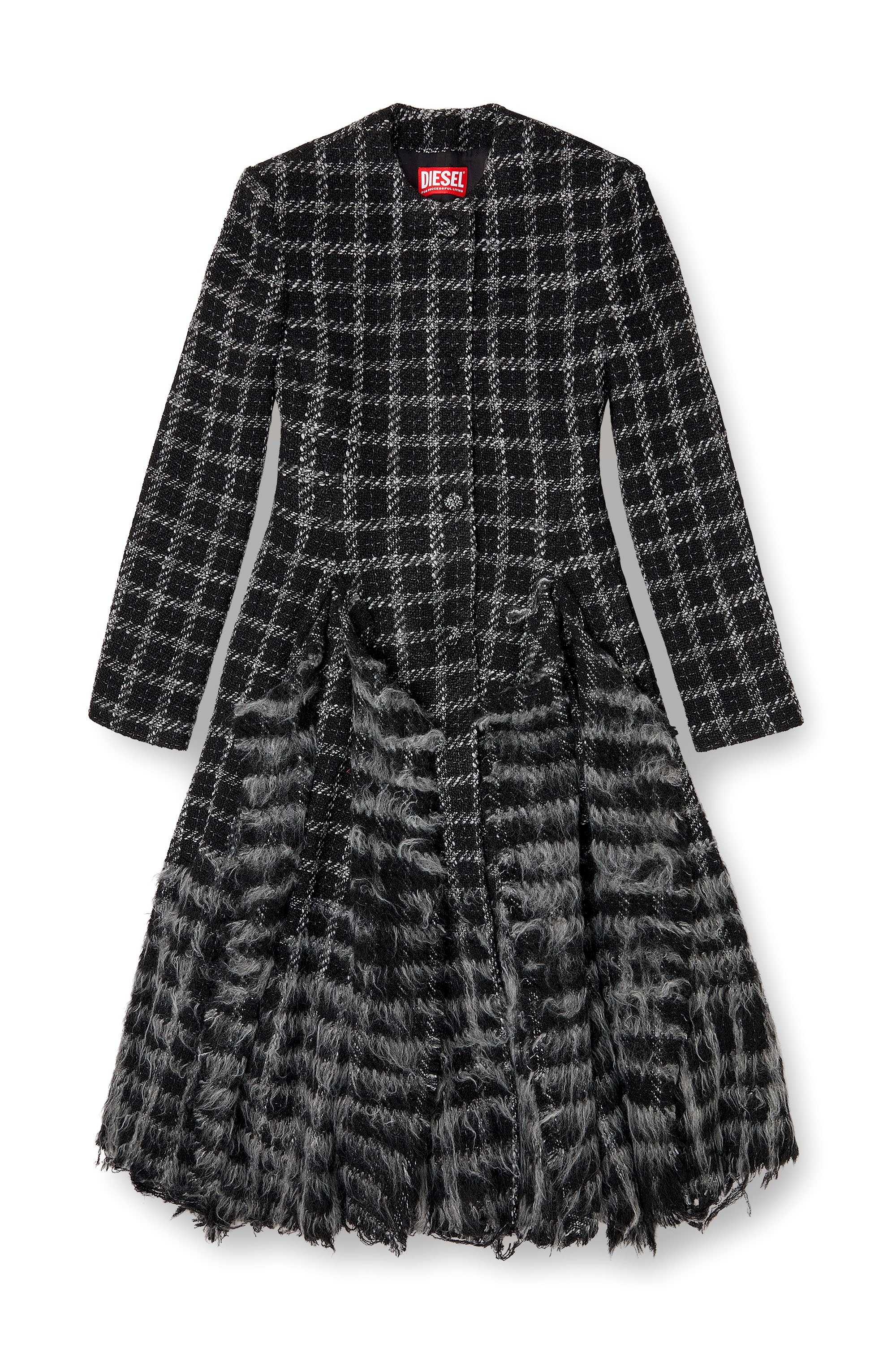 Diesel - G-ABRIE, Abrigo de bouclé con dobladillo deshilachado Mujer in Negro - 3