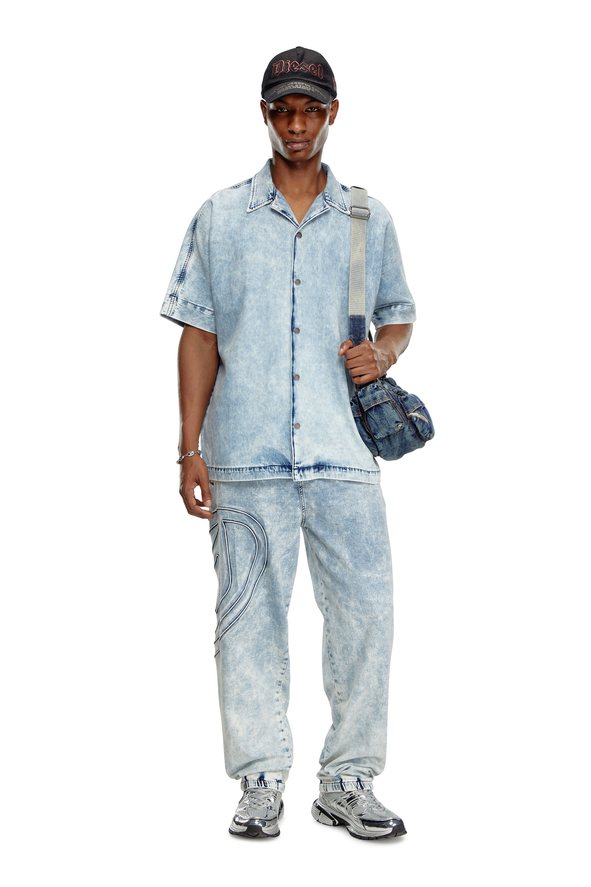 Diesel - D-NABIL-S, Man Denim bowling shirt with Oval D in Blue - Image 4