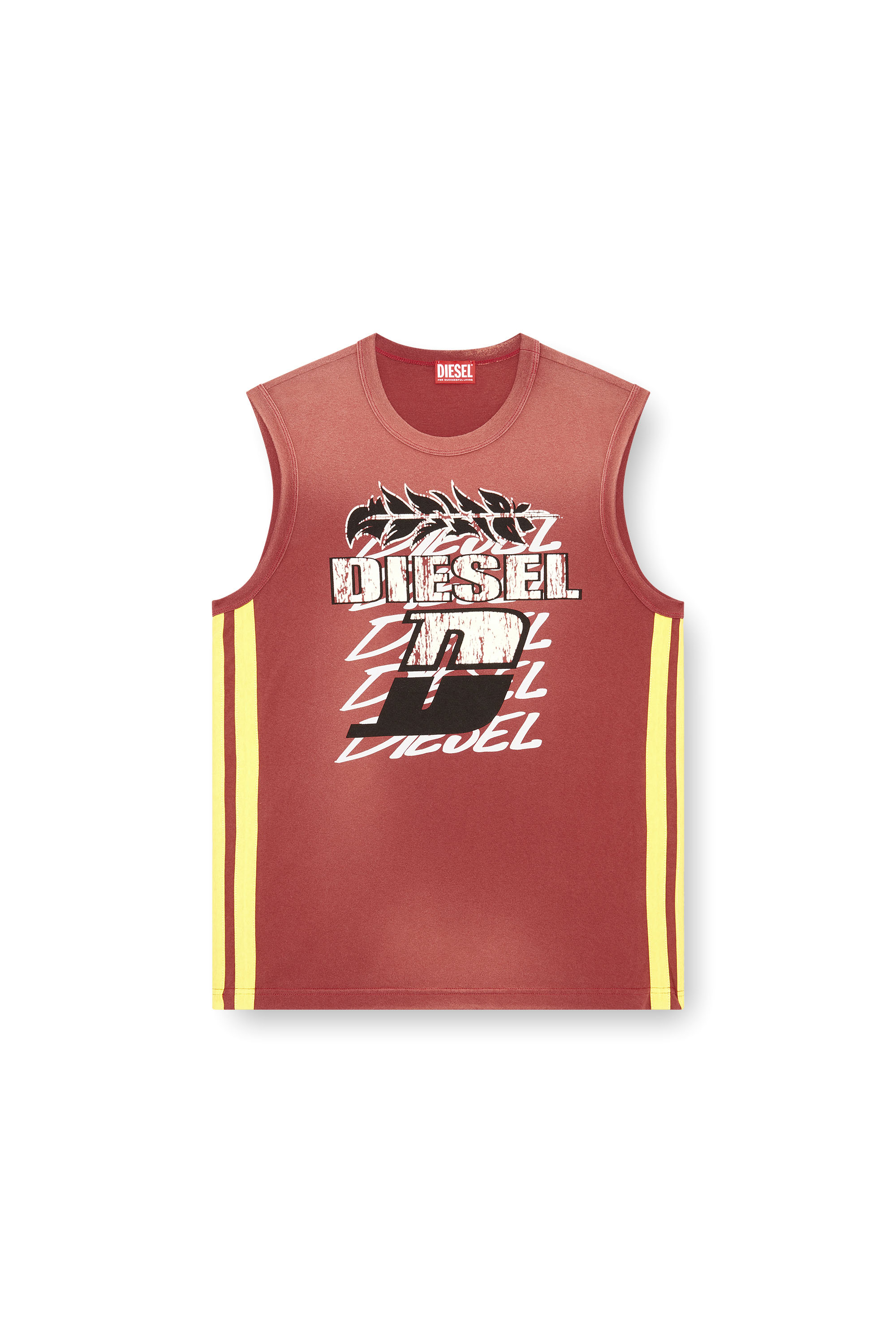 Diesel - T-BISCO-STRIPE, Man Sun-faded tank top with side bands in Red - Image 5