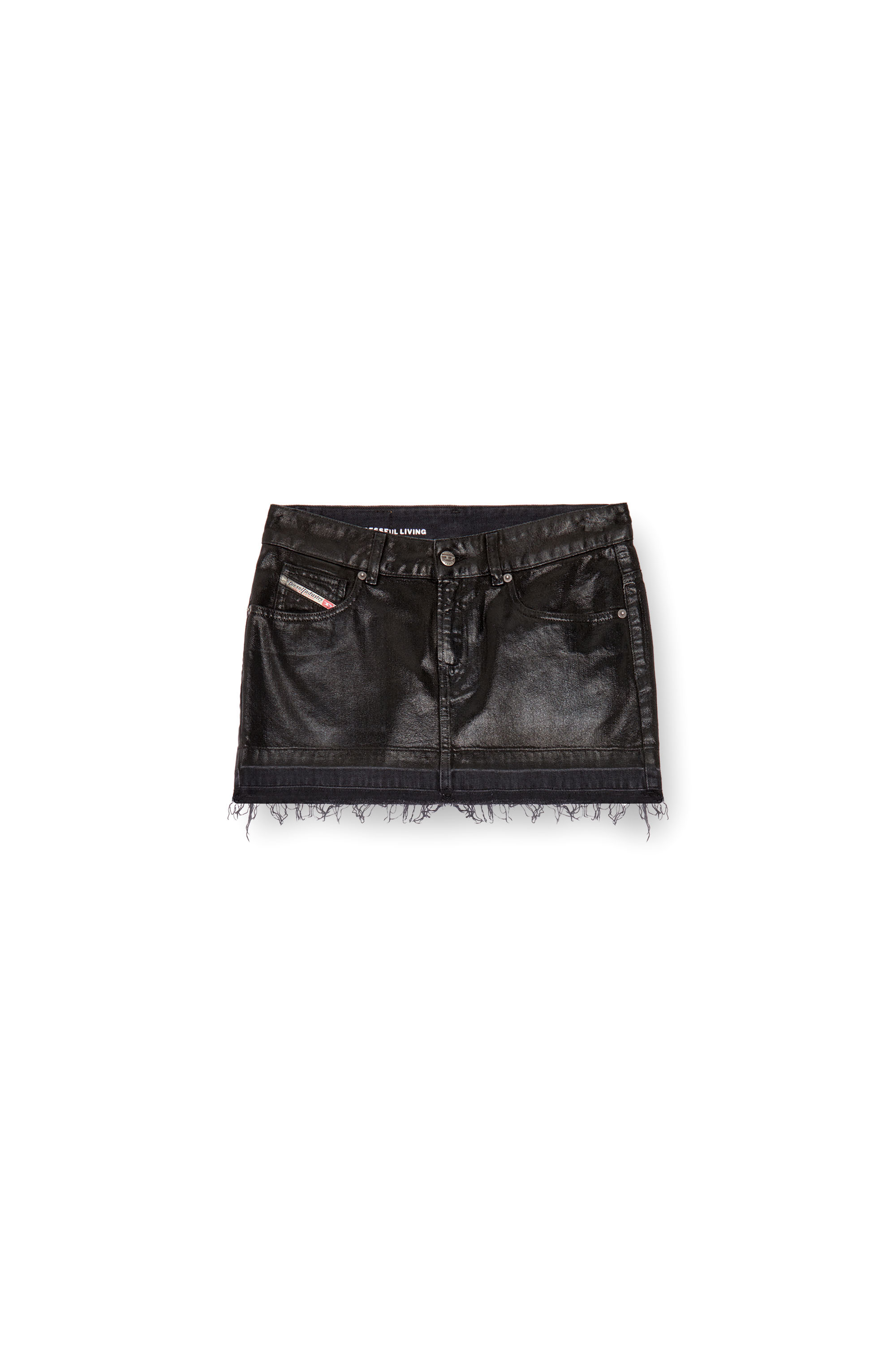 Diesel - DE-RON, Minifalda en denim de sastrería recubierto Mujer in Negro - 3