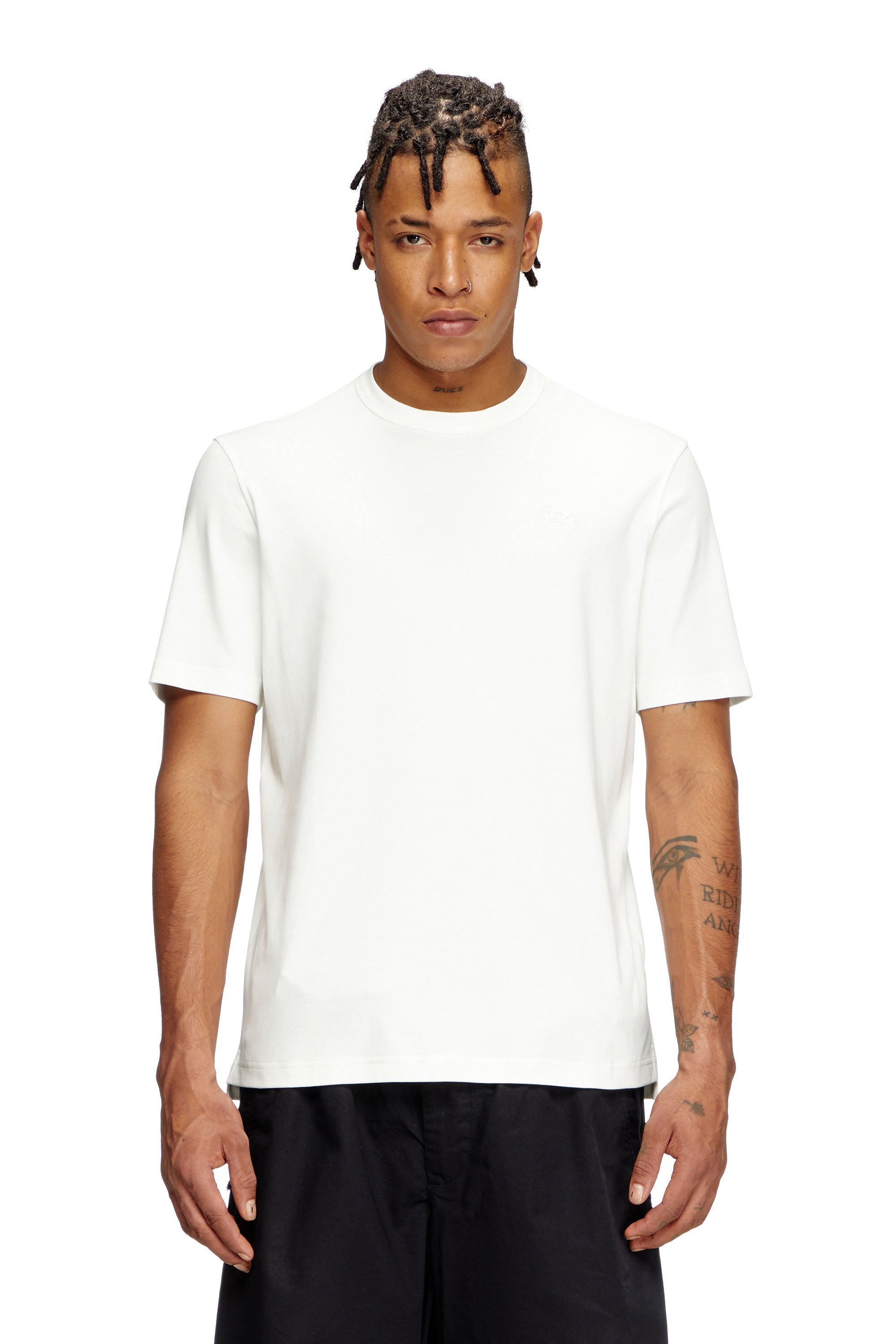 Diesel - T-ADJUST-SLITS-R17, Camiseta con bordado de logotipo a tono Hombre in Blanco - 1