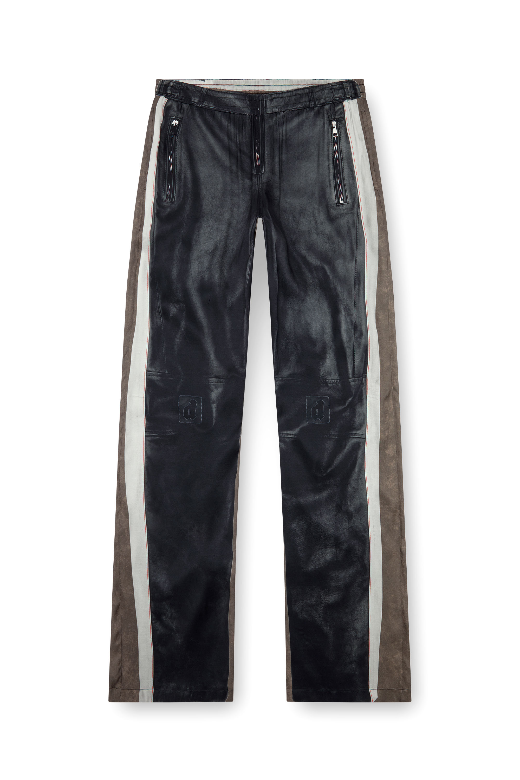 Diesel - P-AFTER, Man Viscose pants with leather-effect print in Black - Image 5