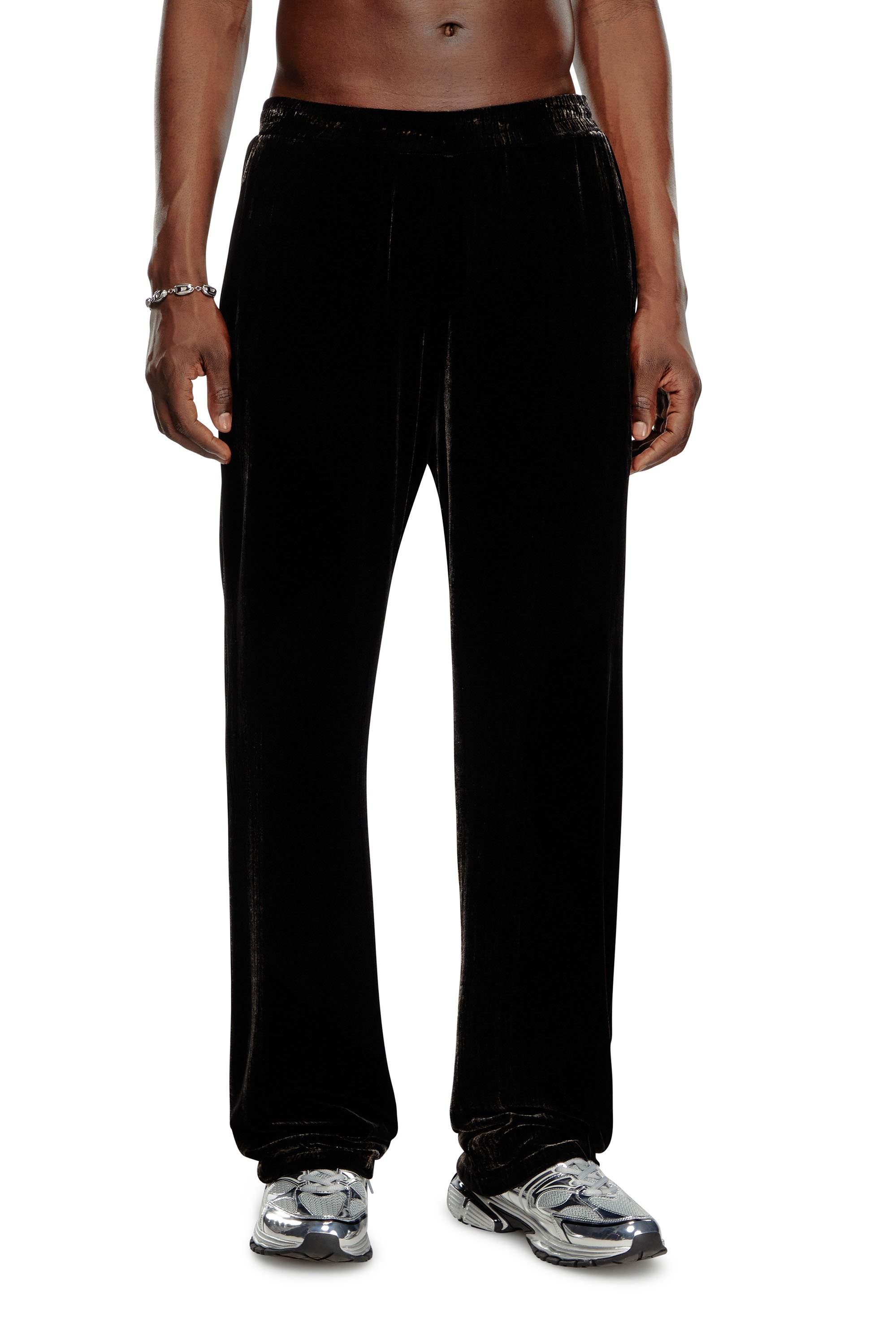 Diesel - P-SALFORD, Hombre Pantalones deportivos de terciopelo tratado in Negro - Image 1