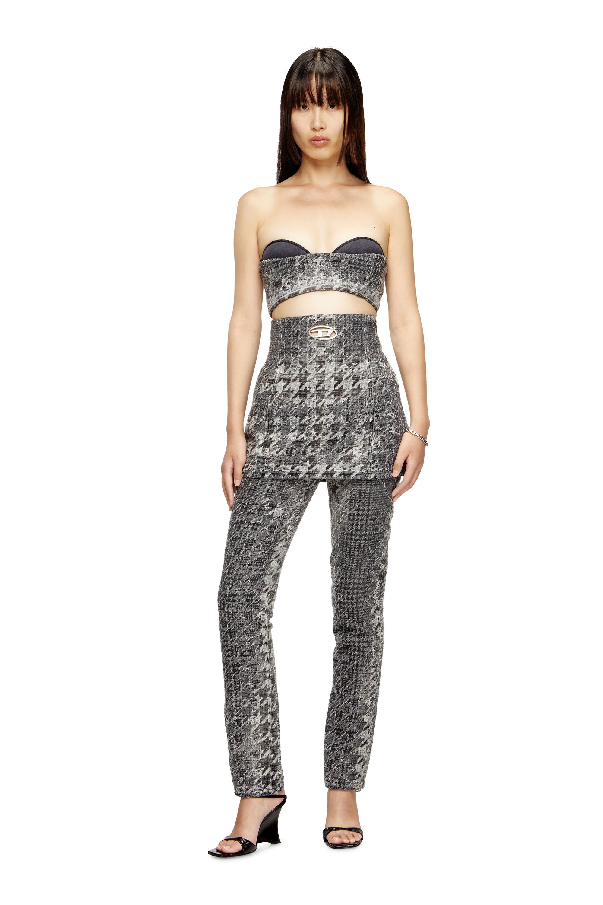 Diesel - DE-ORSET-FSH1, Corsé de denim jacquard con diseño Príncipe de Gales Mujer in Multicolor - 2