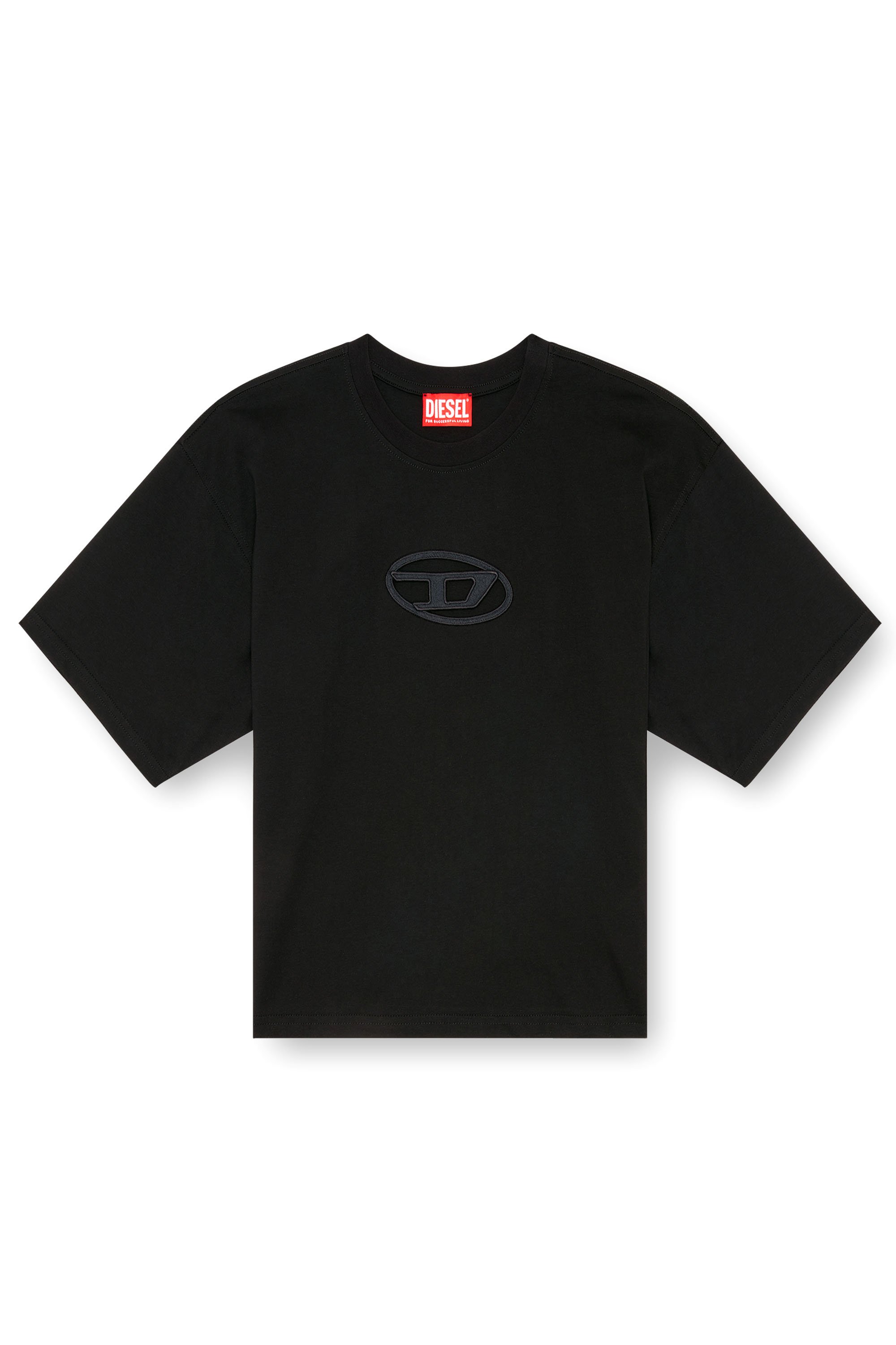 Diesel - T-BUXT-CROP-OD, Woman Boxy T-shirt with cut-out Oval D logo in Black - Image 4