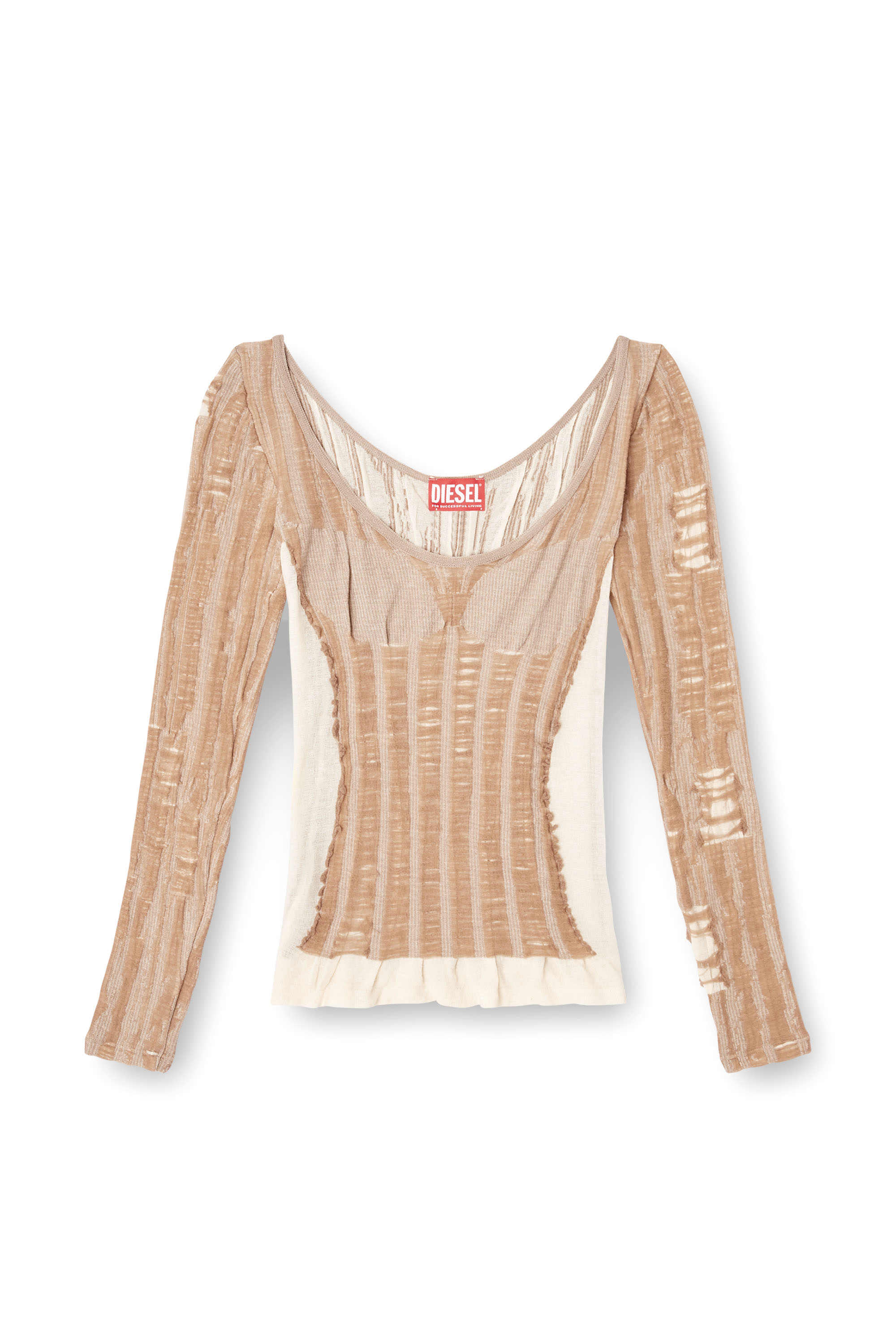 Diesel - M-CALAI, Woman's Seamless top with lingerie illusion in Beige - 6