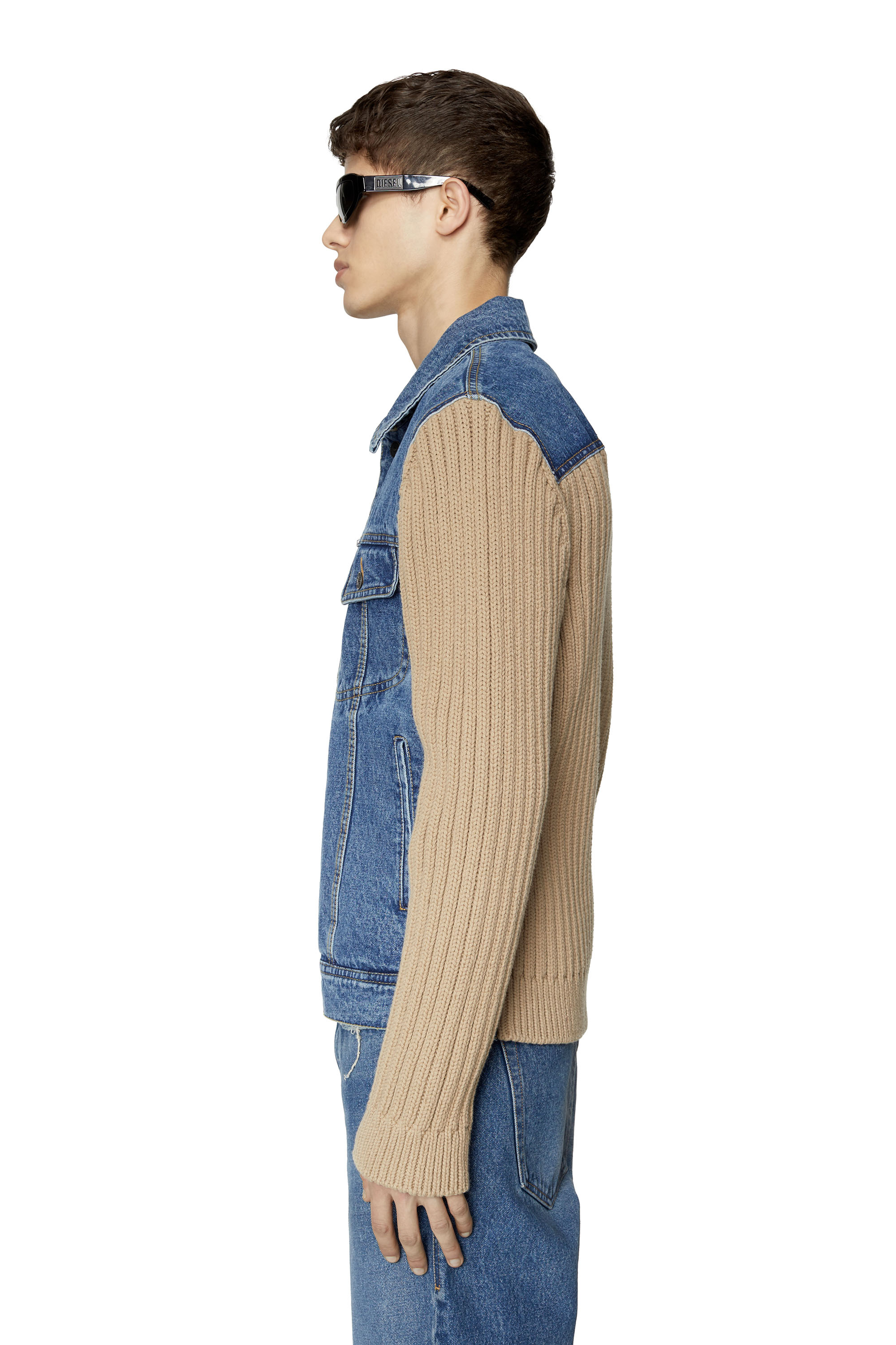 K-LAYTON W Man: Knit and denim trucker jacket