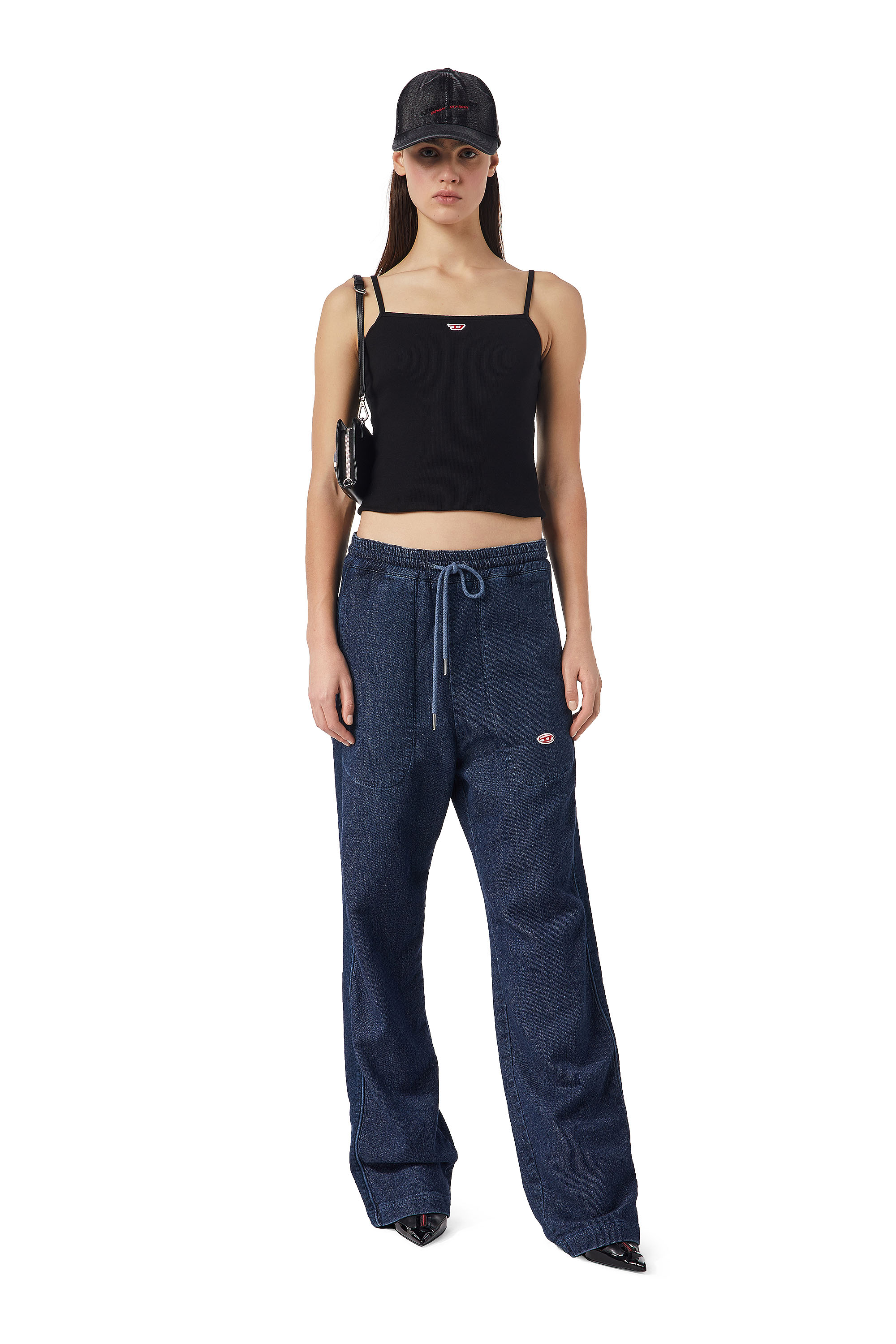 D-MARTIANS TRACK DENIM Woman: Straight dark blue Jeans | Diesel