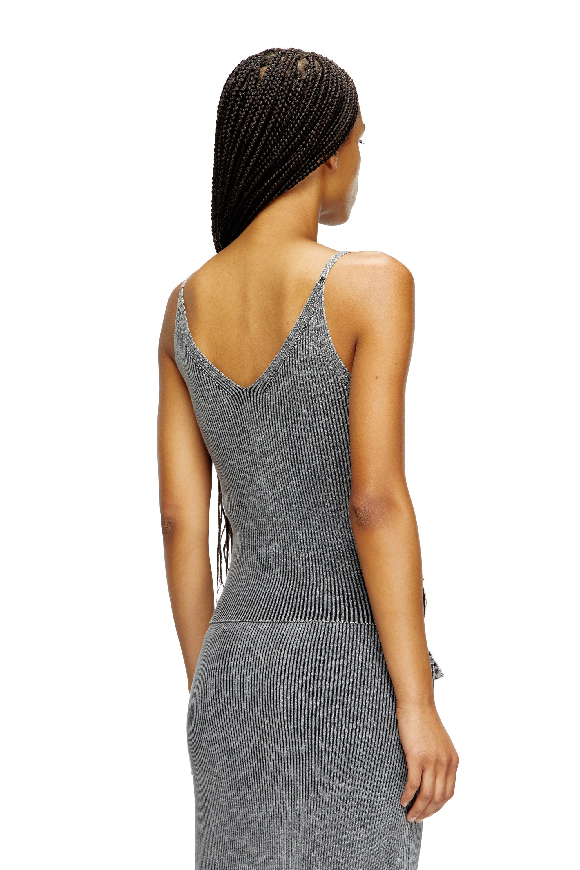 Diesel - M-MELLY, Camiseta tejida con tirantes y bolsillos cargo de denim Mujer in Gris - 3