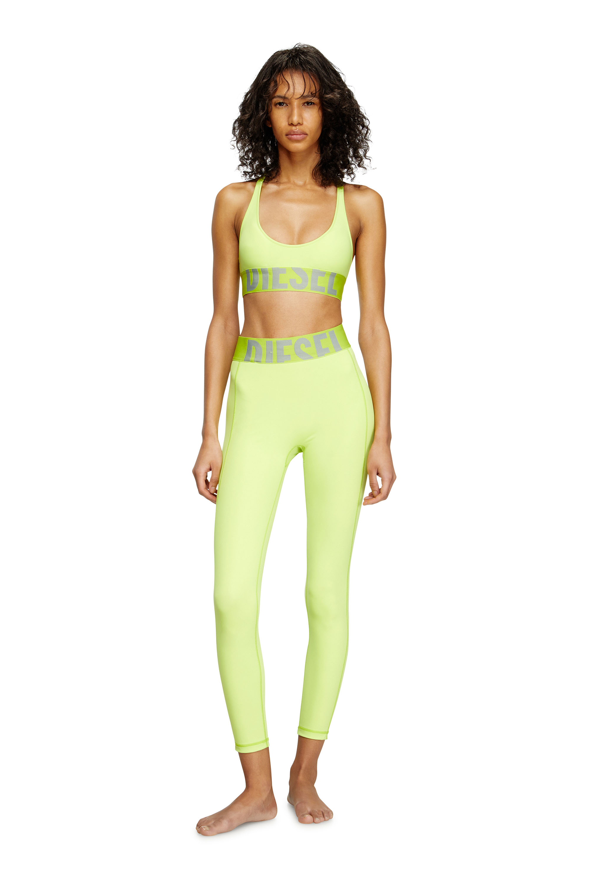 Diesel - ADELINE-D-POP, Leggings de microfibra con logotipo recortado Mujer in Verde - 1