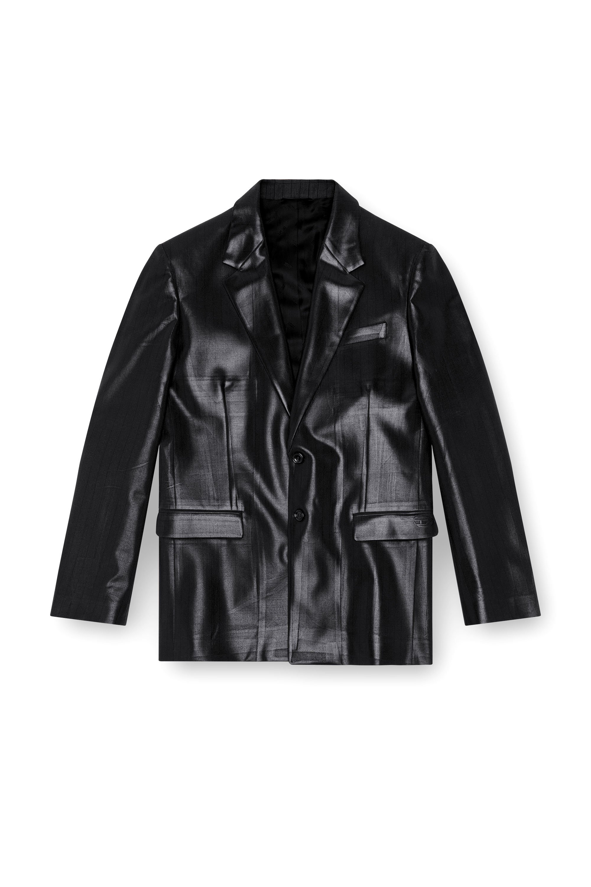 Diesel - J-STANLEY, Man Pinstripe blazer with coated front in Black - Image 6