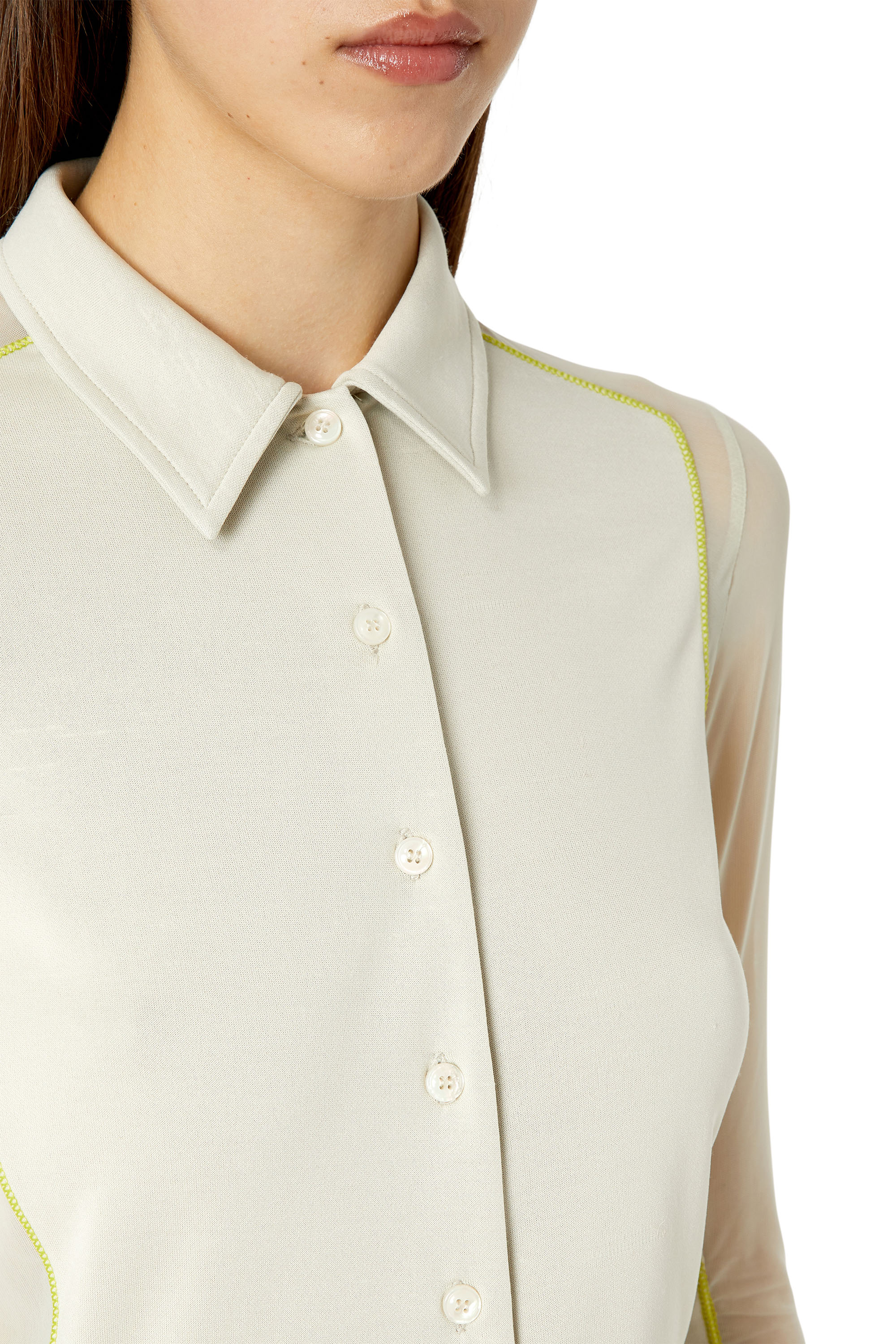 Diesel - T-NOXA, Mujer Camisa de mezcla de modal con inserciones de malla in Blanco - Image 4