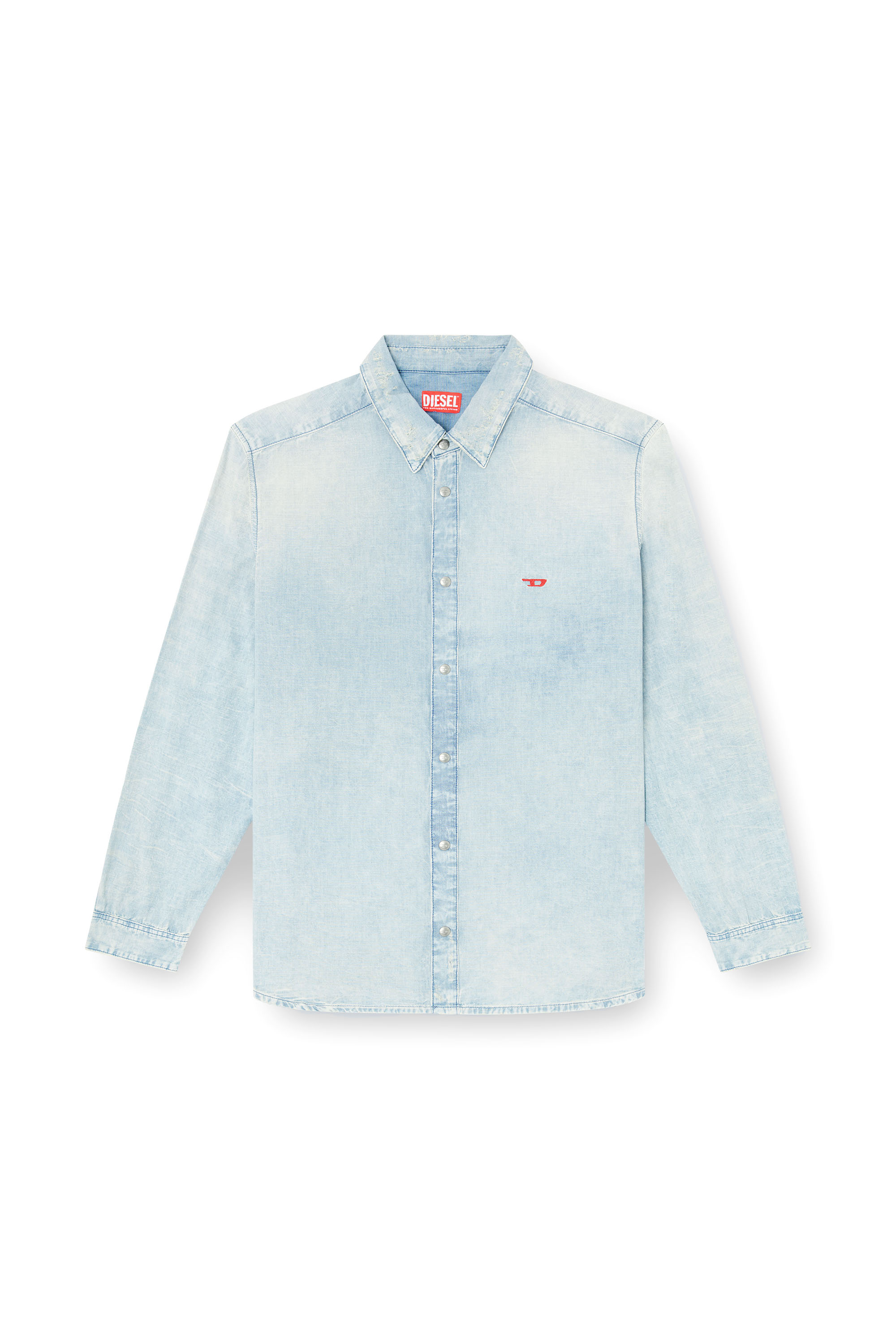 Diesel - D-SIMPLY, Camisa de denim con efecto blanqueado Hombre in Azul marino - 4