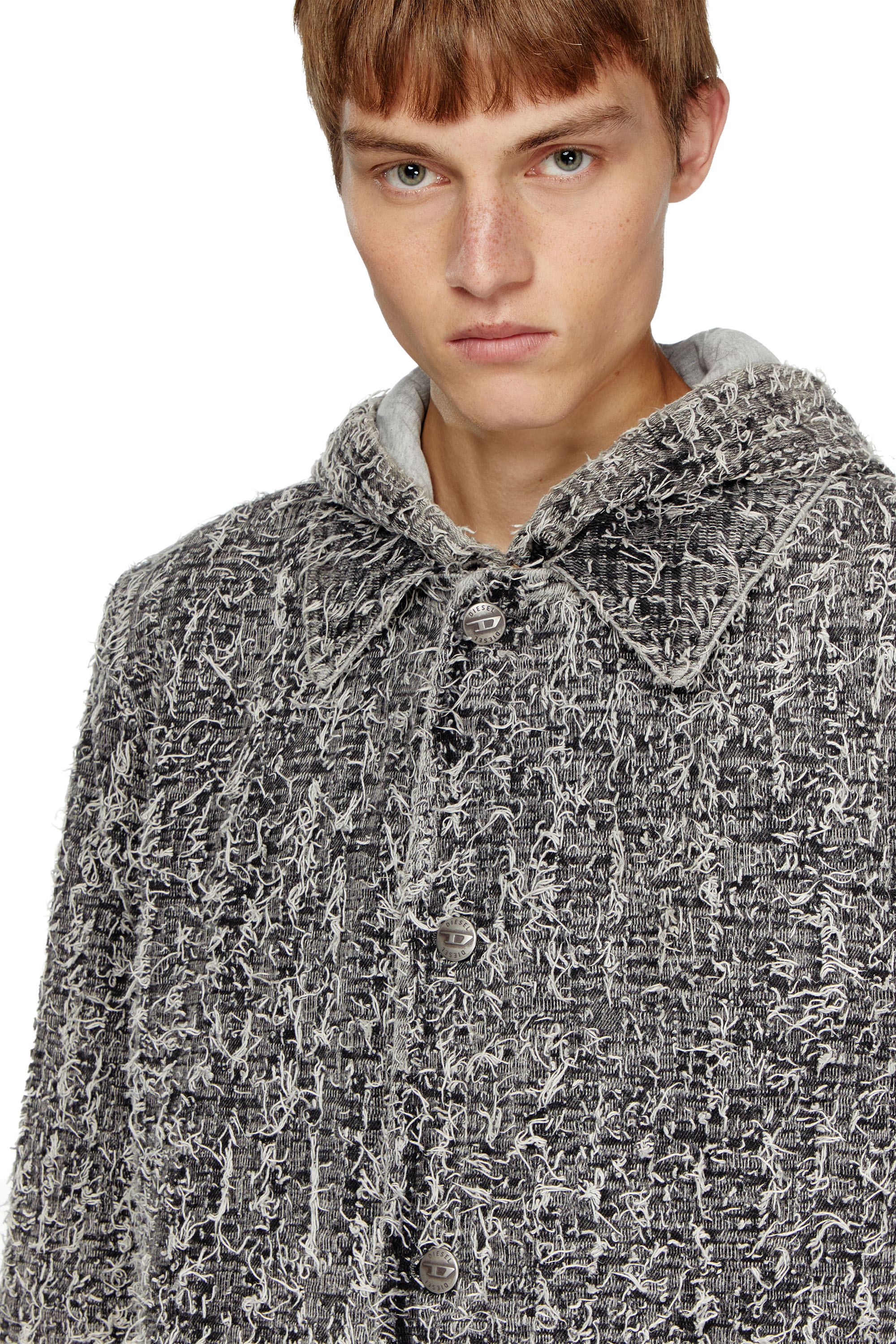 Diesel - D-JACK-S, Abrigo con capucha en denim bouclé Unisex in Gris - 4