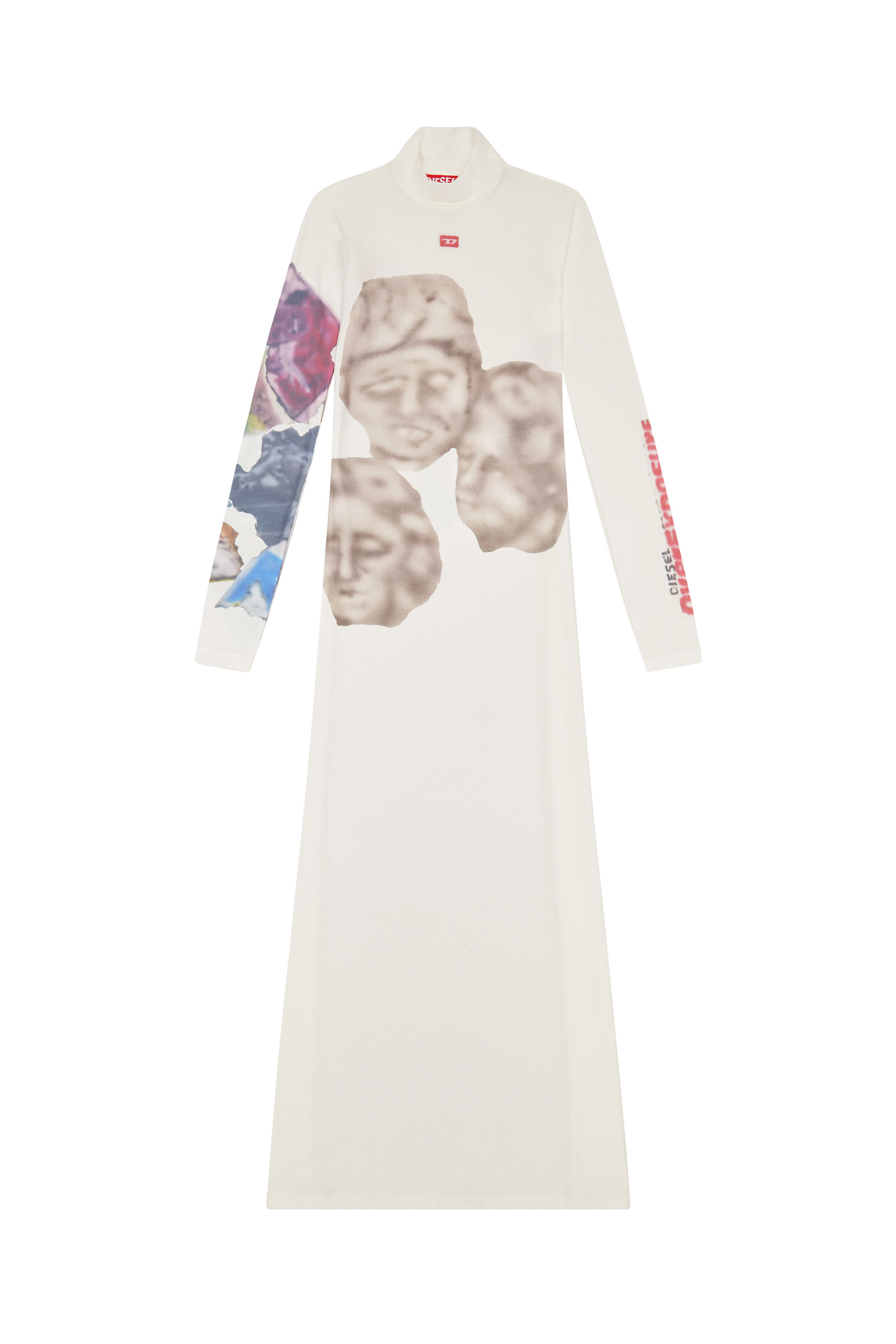 Diesel - D-ELEO, Woman Long turtleneck dress with graphic prints in White - Image 4