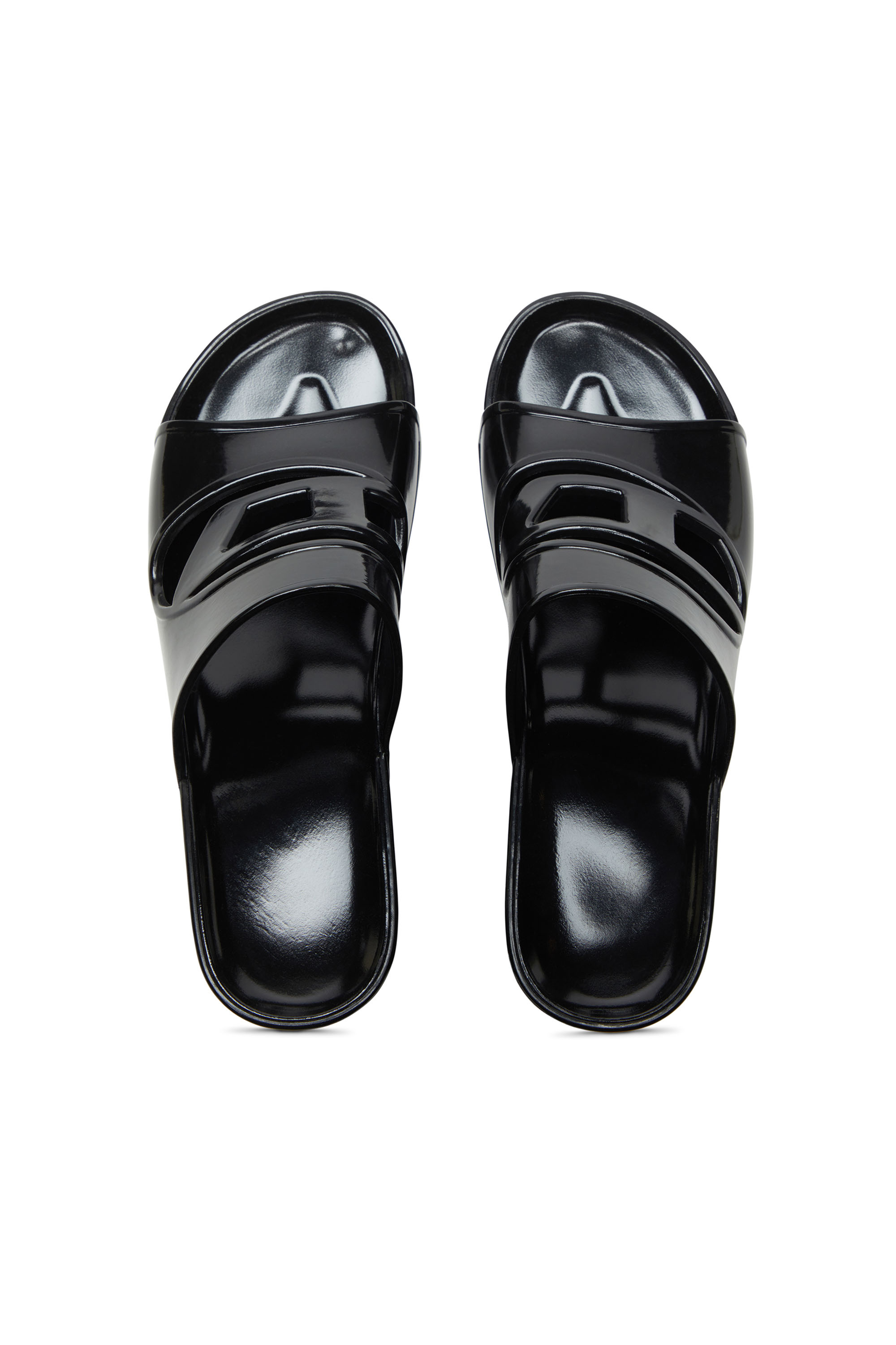 Diesel - SA-BONNIE, Woman's Heeled rubber slides with cut-out logo in Black - 5