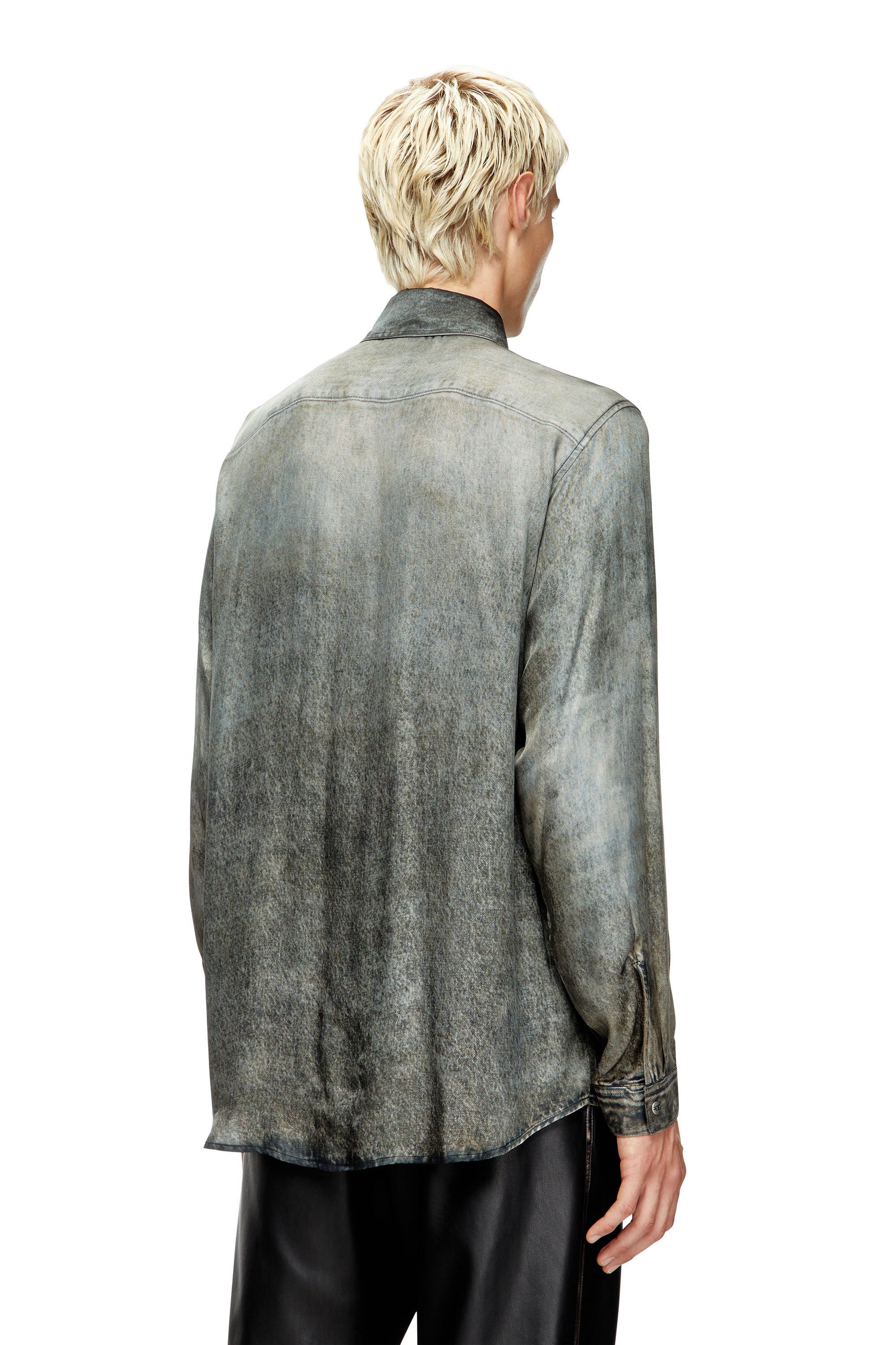 Diesel - S-SIMPLY-LKCT, Man's Shirt in denim-look viscose in Black - 3