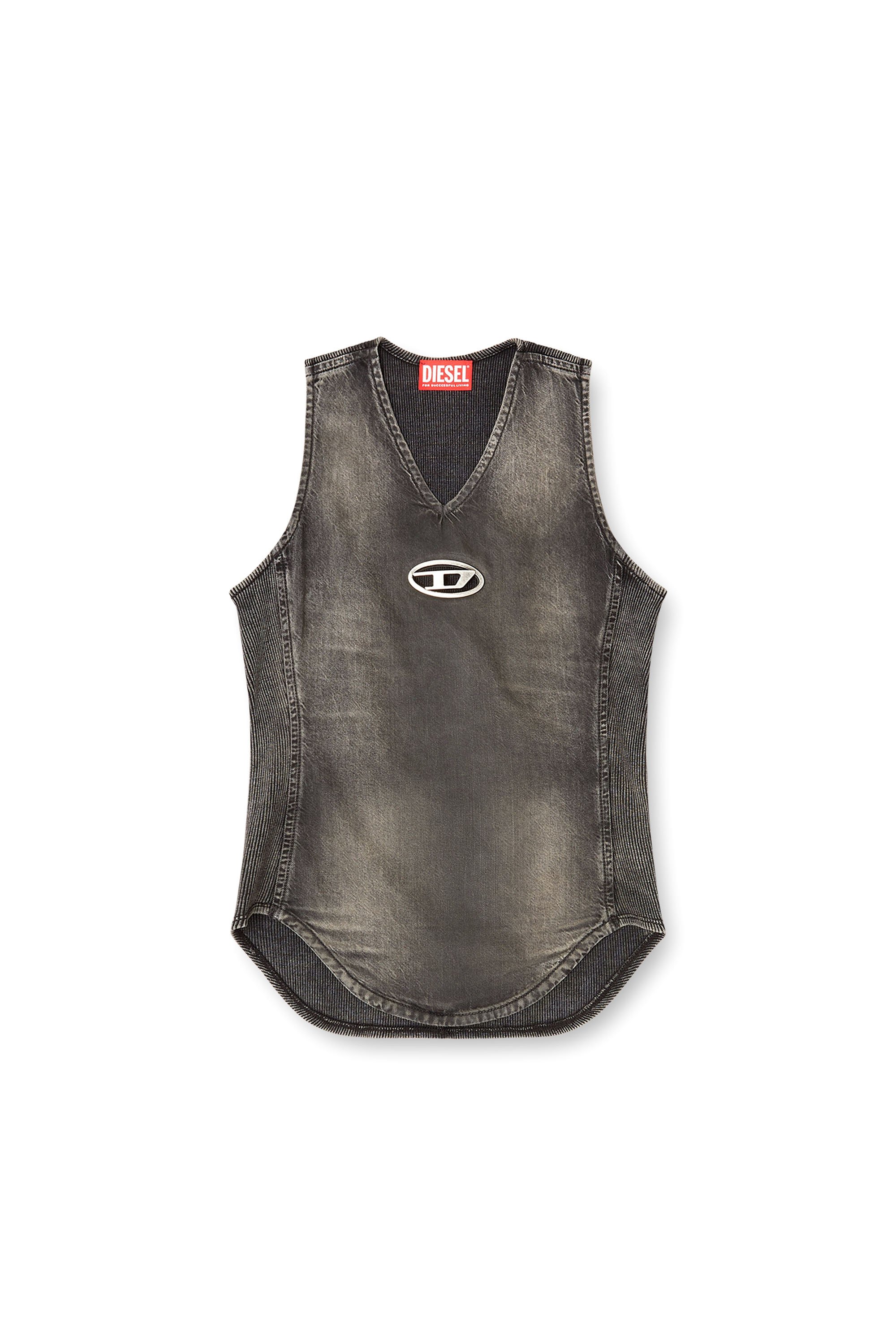 Diesel - DE-NESSI-S1, Top de mezclilla con efecto desgastado Mujer in Negro - 3