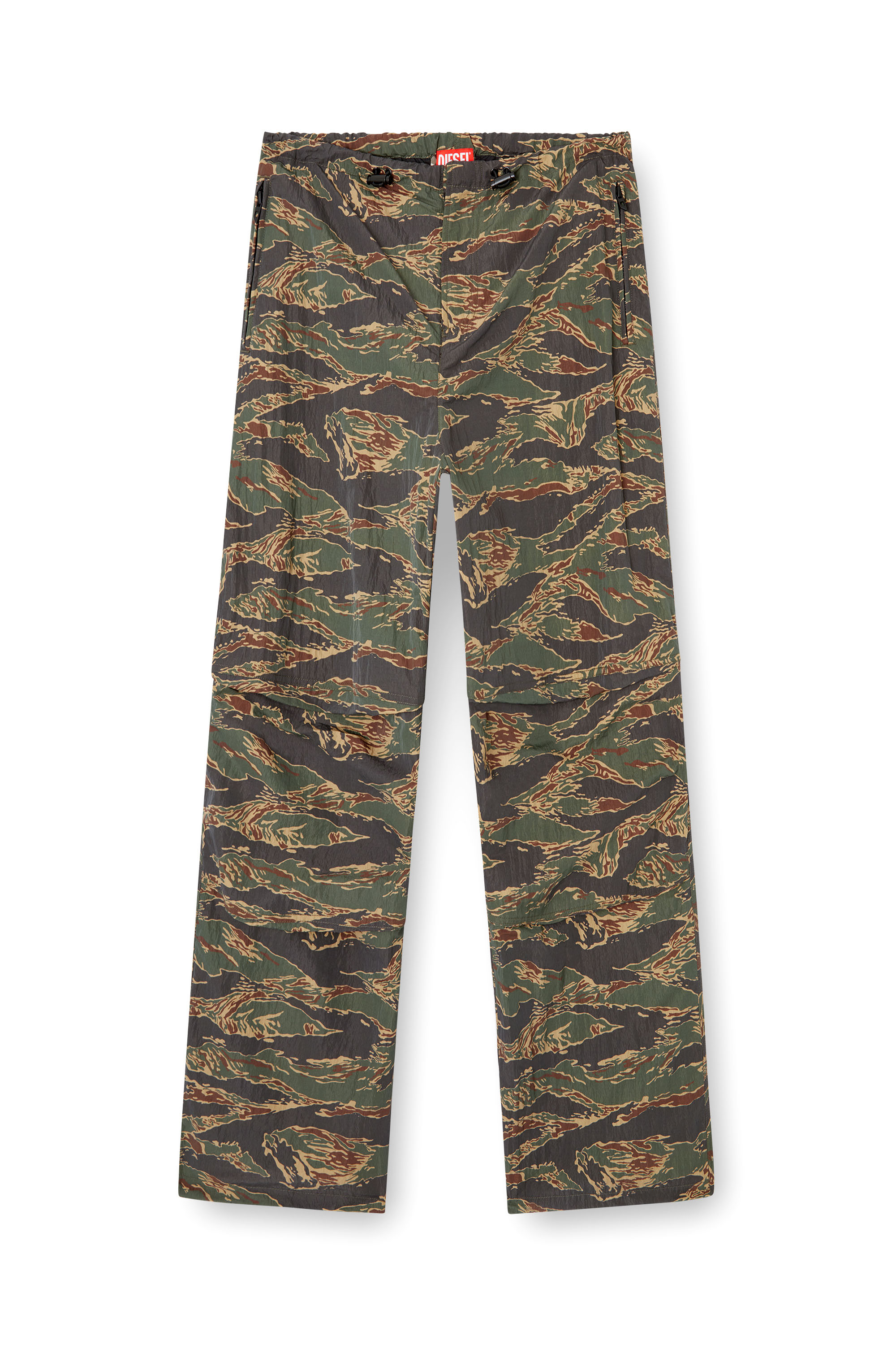 Diesel - P-ANIC, Man's Cargo pants in camo-print nylon in Military Green - 4