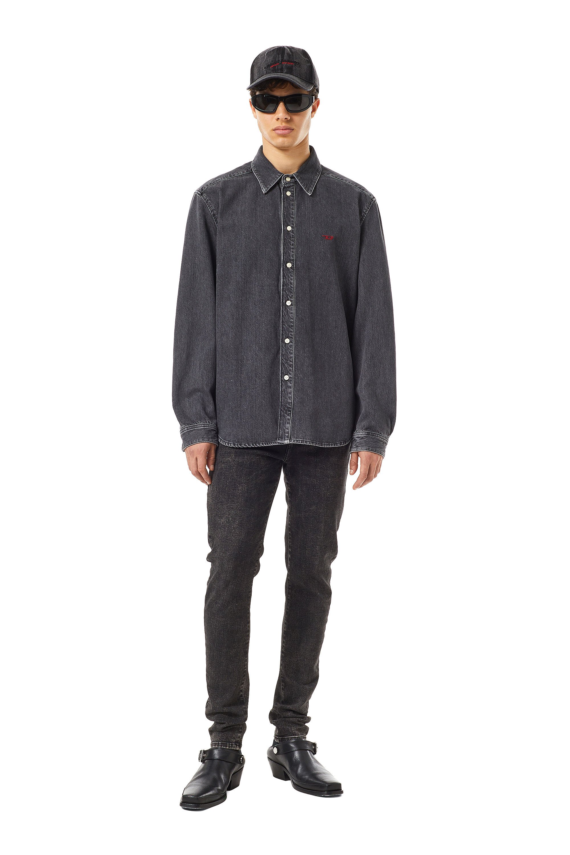 Diesel - D-SIMPLY BASIC SHIRT, Negro/Gris oscuro - Image 2