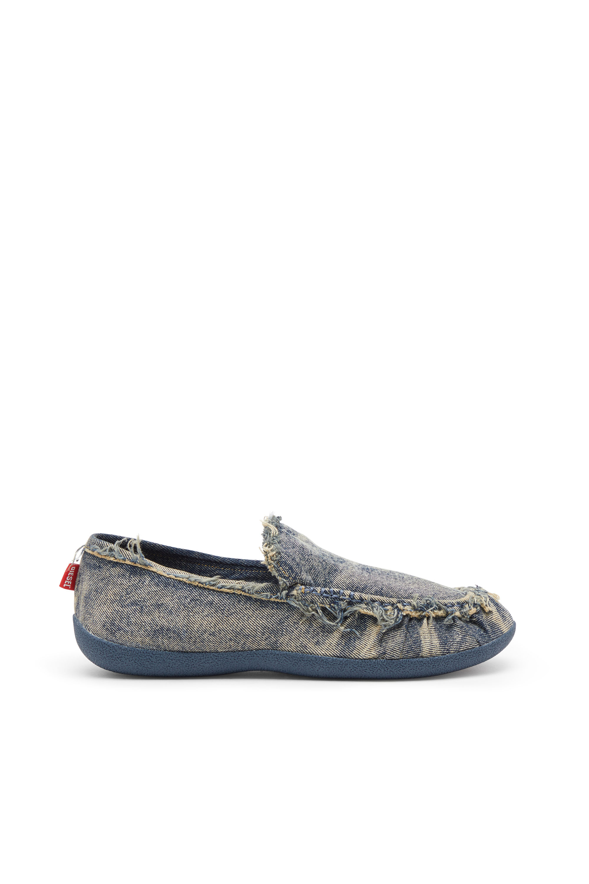 Diesel - D-SHOCK MOC, Man's D-Shock-Distressed denim loafers in Blue - 1