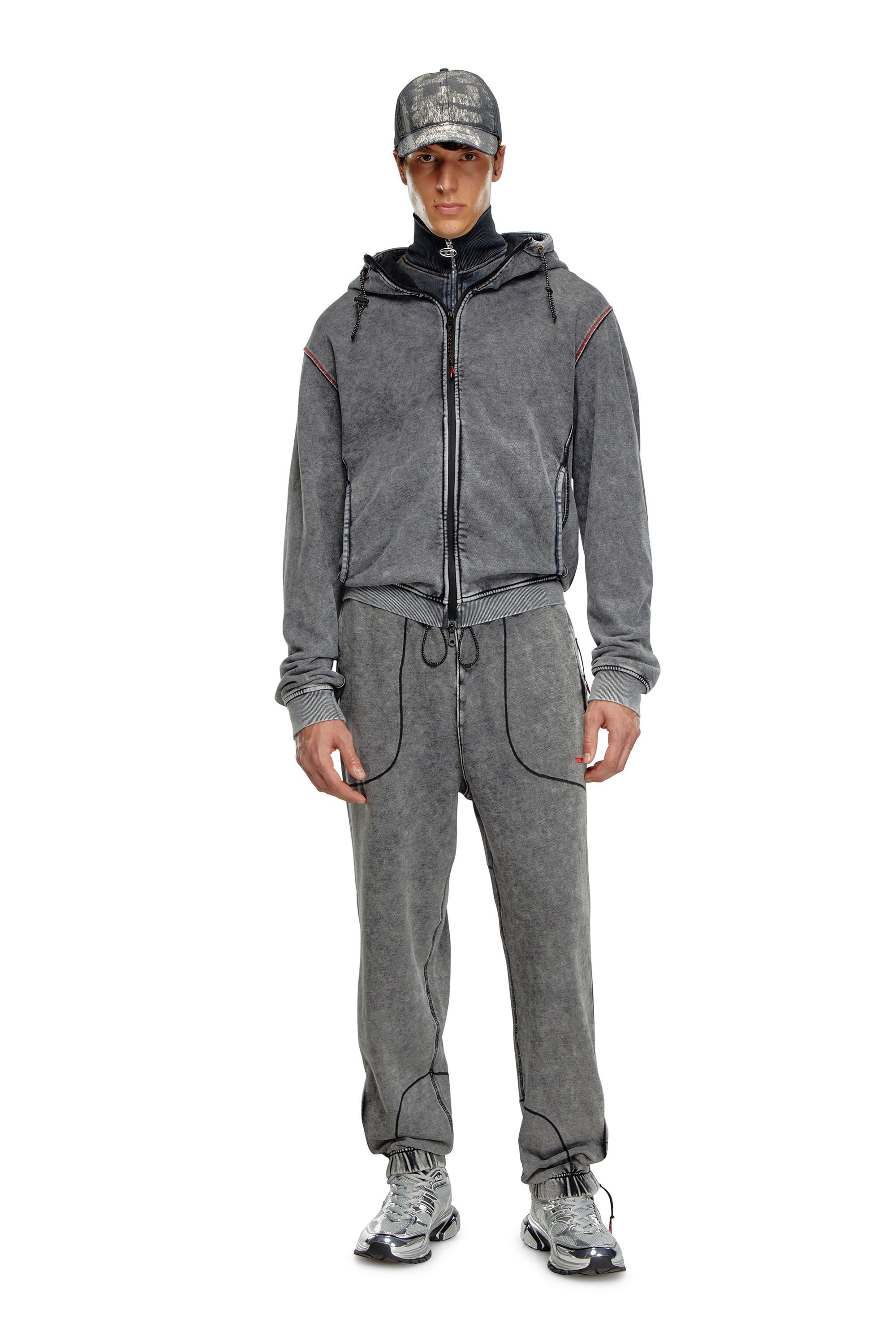 Diesel - AMST-TRANE-HT48, Man Faded hoodie with zip back in Grey - Image 2