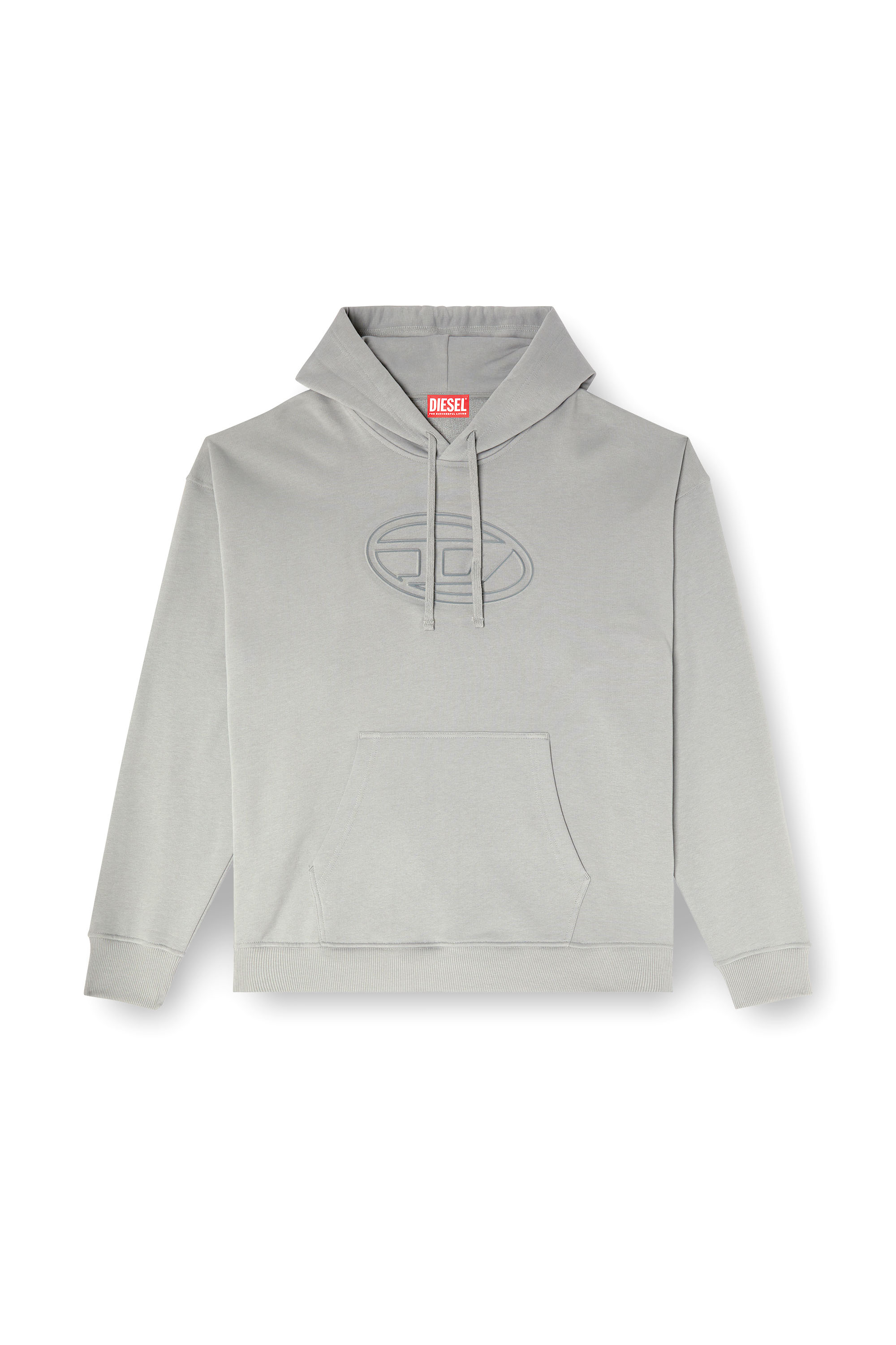 Diesel - S-UMMER-BIGOVAL, Man's Hoodie with embossed Oval D in Light Grey - 6