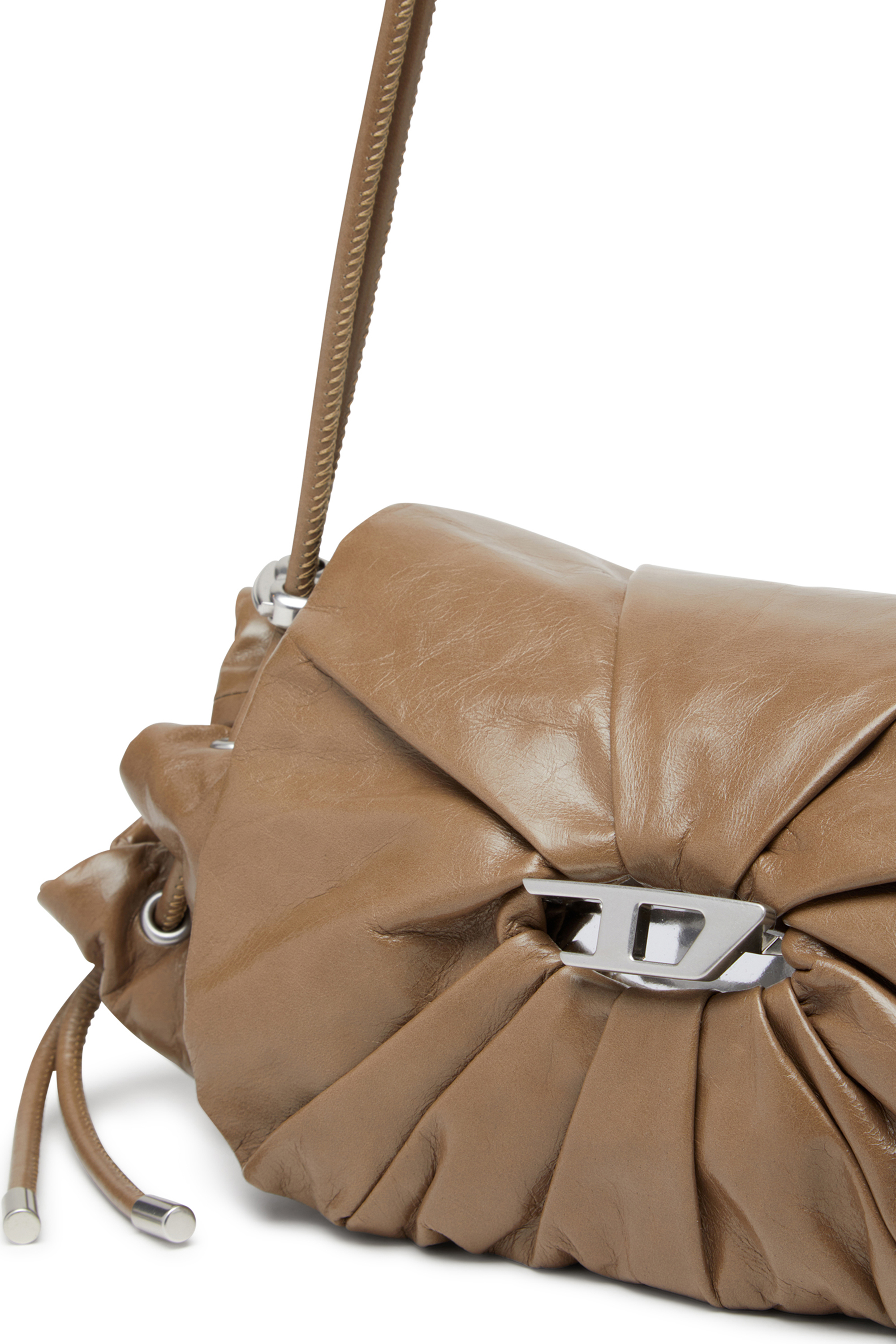 Diesel - SCRUNCH-D SHOULDER S, Woman's Scrunch-D S-Shoulder bag in scrunched leather in Brown - 5