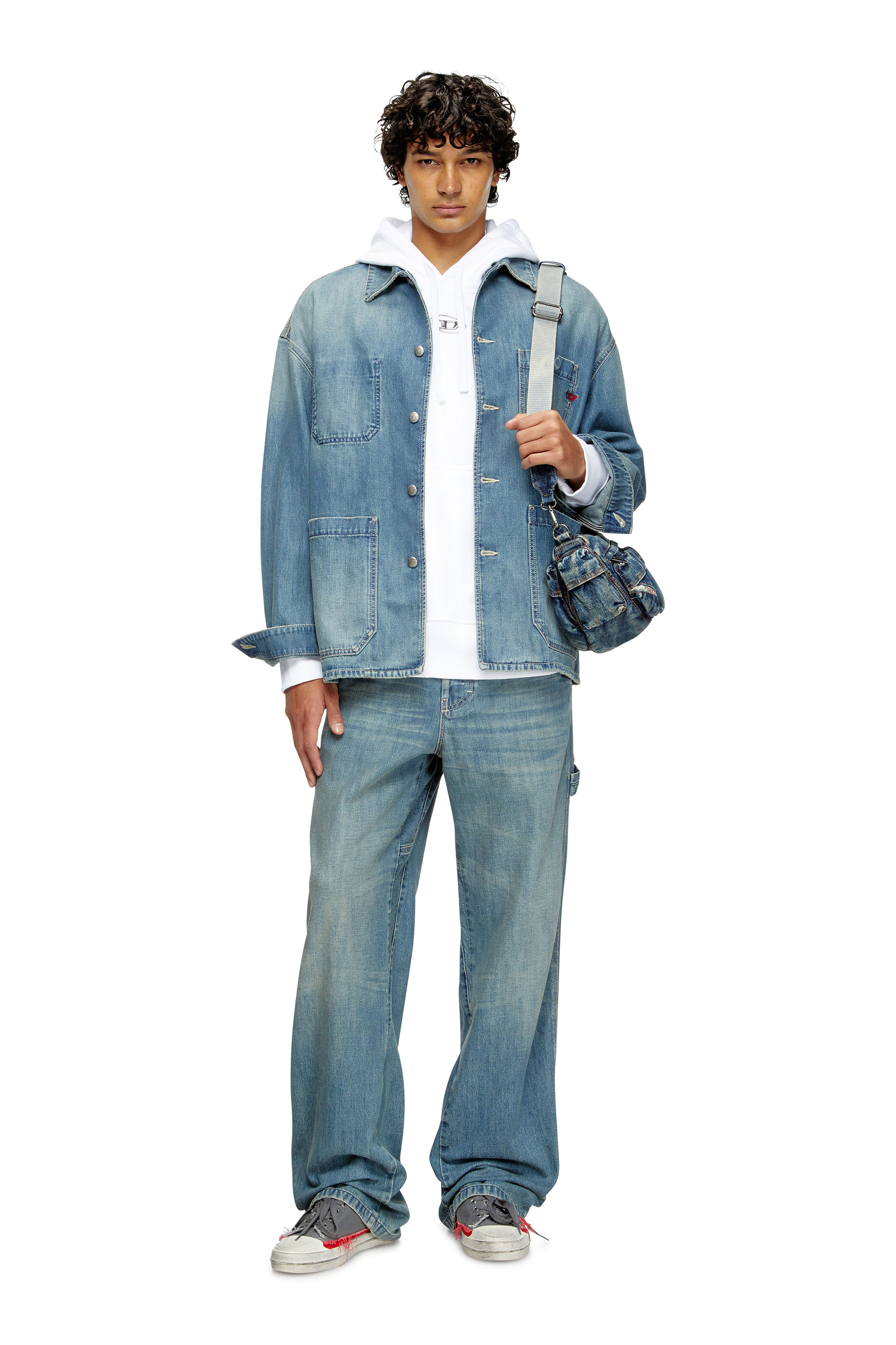 Diesel - S-MACS-HOOD-OD, Sudadera con capucha extragrande con logotipo metálico Hombre in Blanco - 2