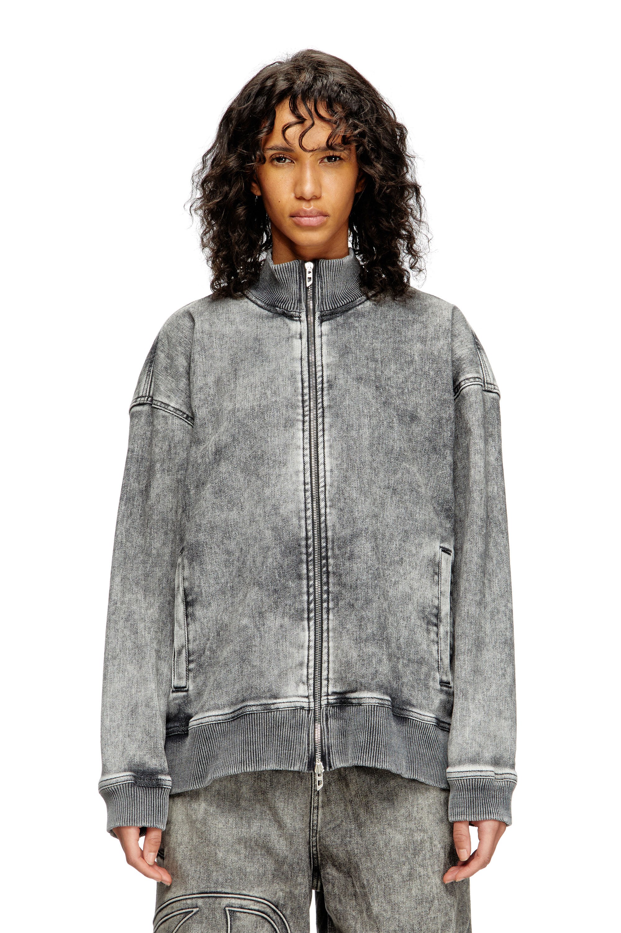 Diesel - D-CARLY-S TRACK, Jersey Track Denim con cremallera y Oval D Unisex in Gris - 5