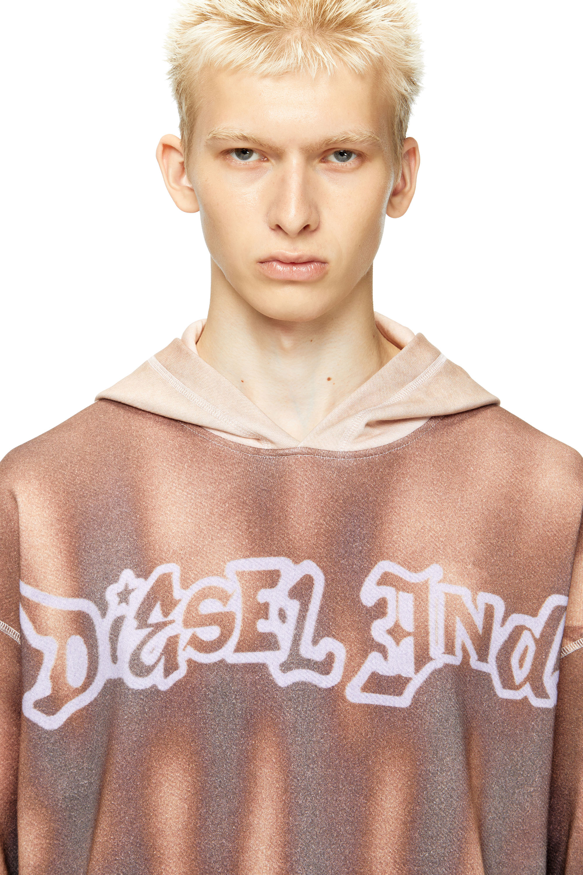 Diesel - S-BOXT-HOOD-SHOW, Man's Hoodie with graffiti print in Brown - 4