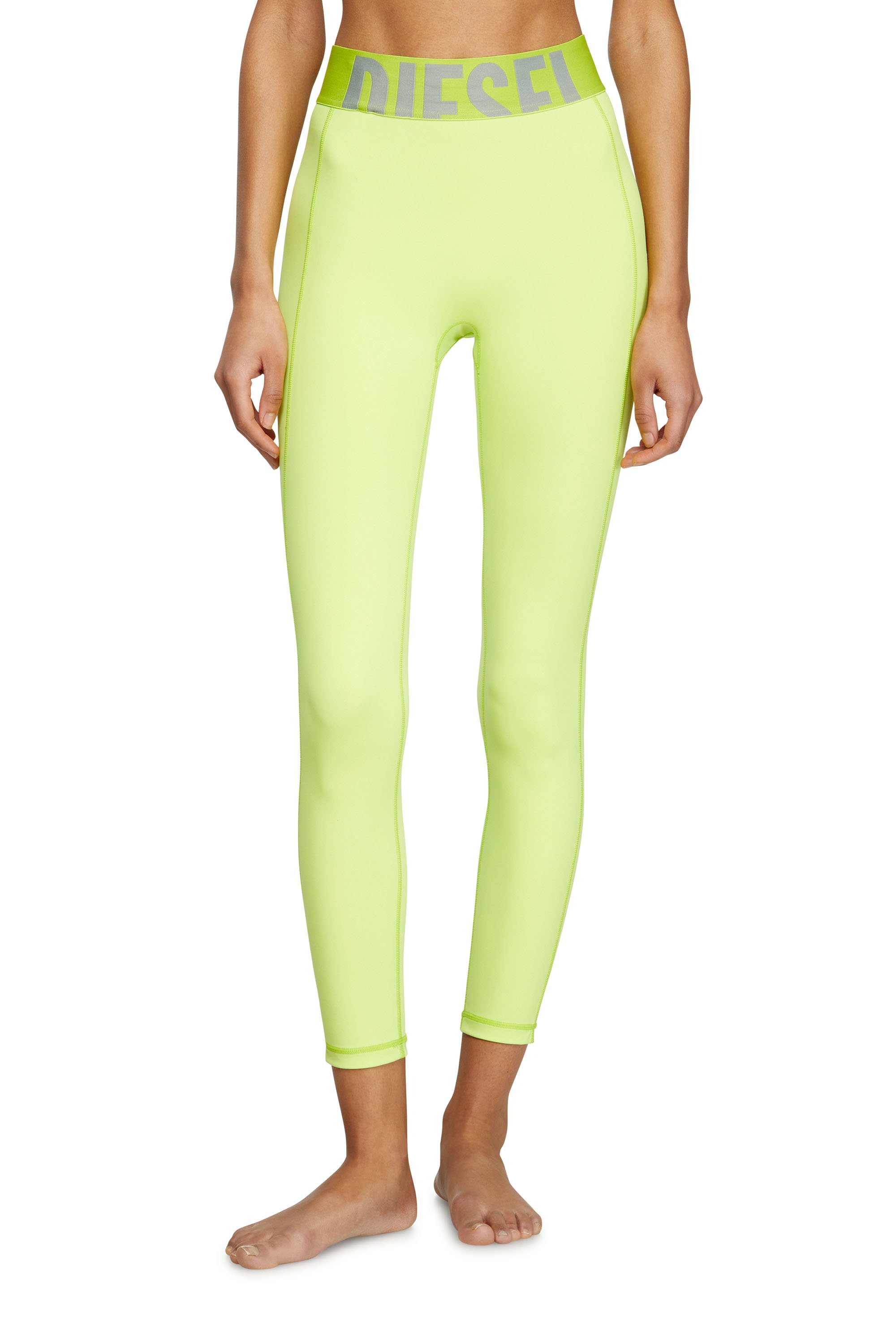 Diesel - ADELINE-D-POP, Leggings de microfibra con logotipo recortado Mujer in Verde - 2