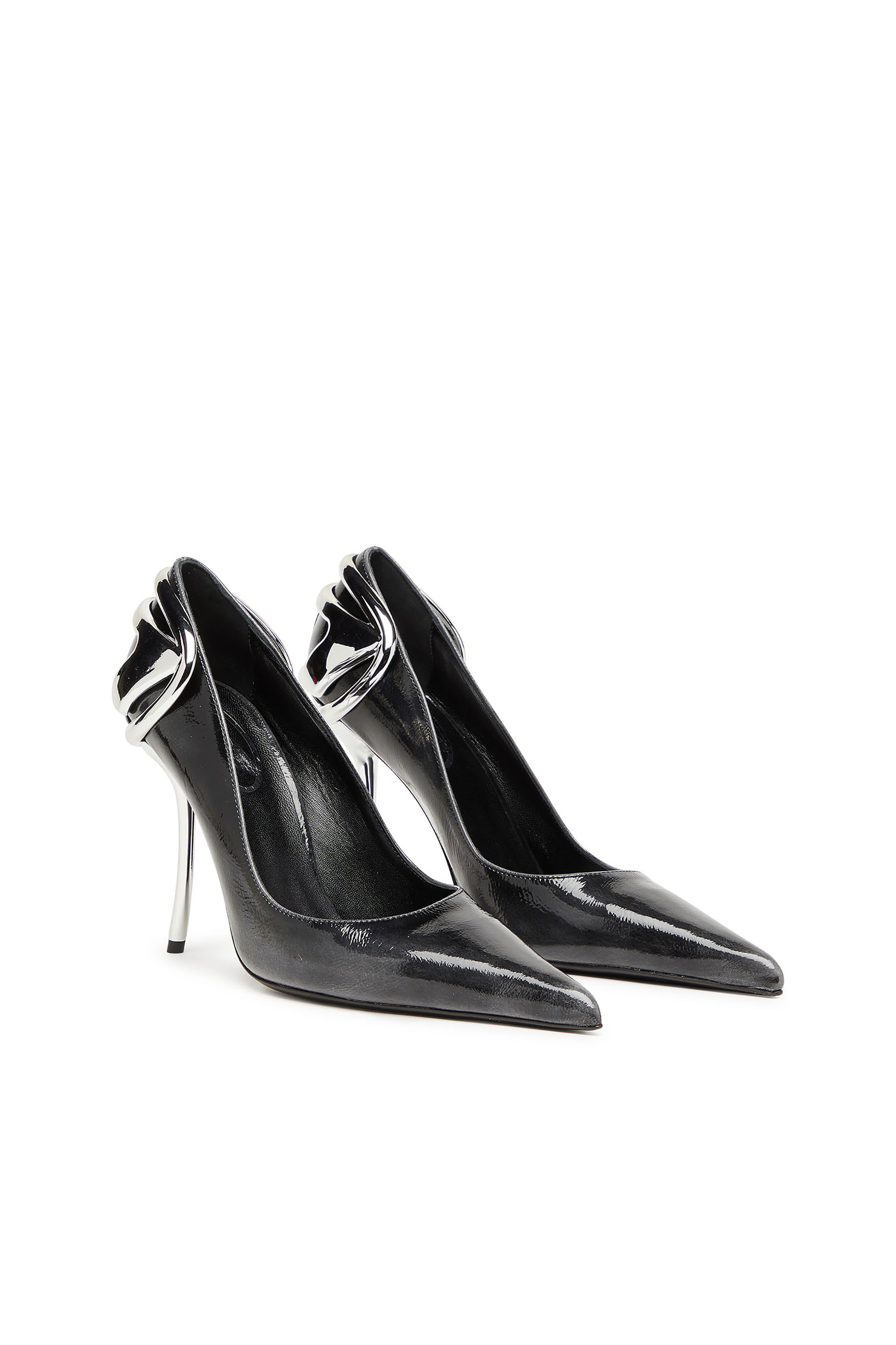 Diesel - D-TEN&HALF P, D-Ten&Half-Zapatos de salón de cuero pull-up de charol Mujer in Negro - 3