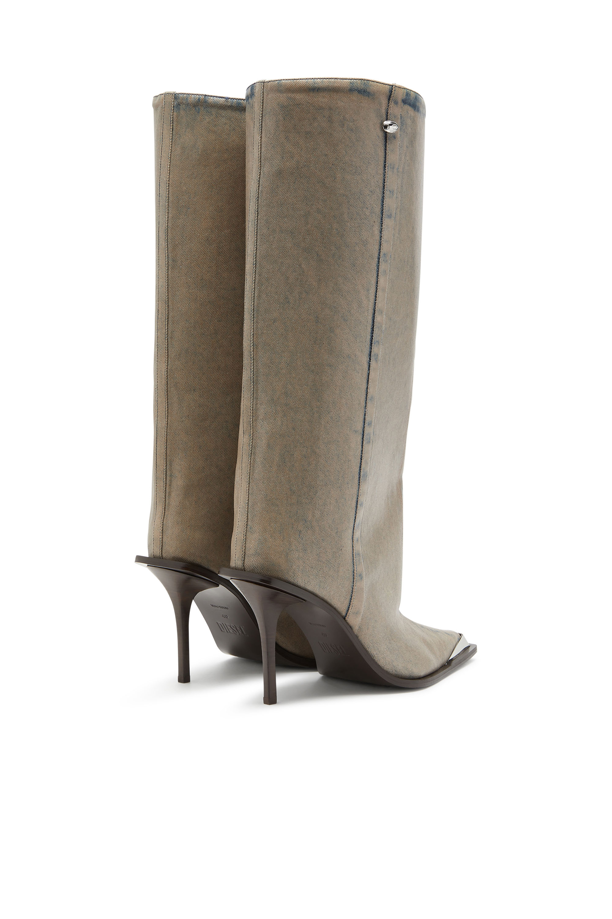 Diesel - D-TONA WB, Woman's D-Tona-Knee-high boots in coated solarised denim in Beige - 3