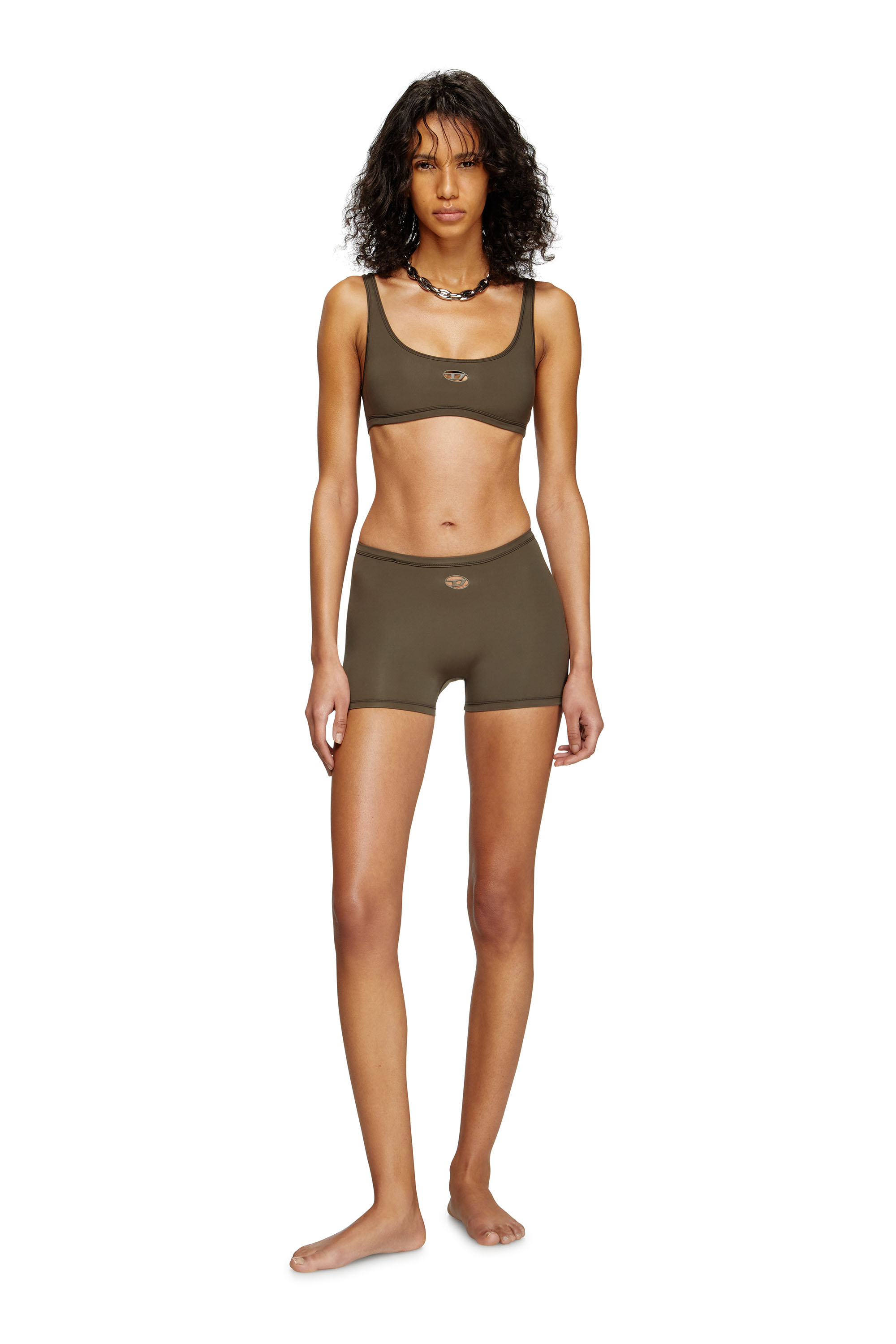 Diesel - CHELSEA-UTLT, Woman's Sports bra with cut-out logo in Brown - 2