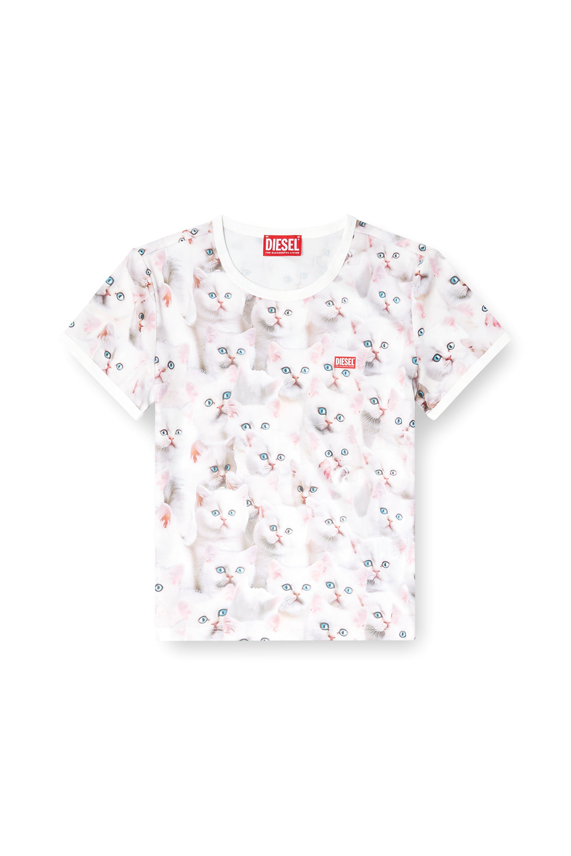 Diesel - T-UNCLAU, Woman's Jersey top with all-over print in White - 4