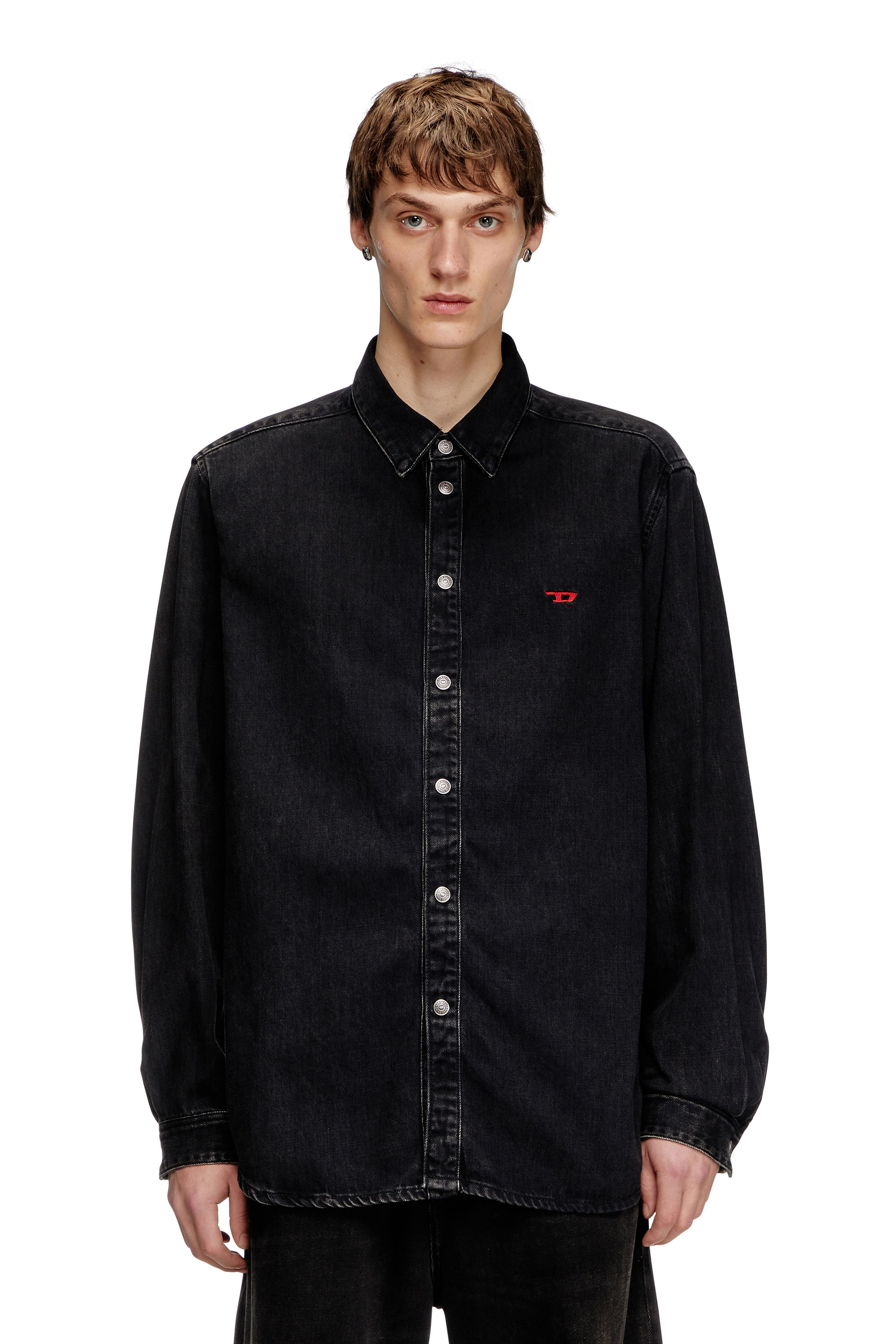 Diesel - D-SIMPLY, Camisa en denim de TENCEL Hombre in Negro - 1