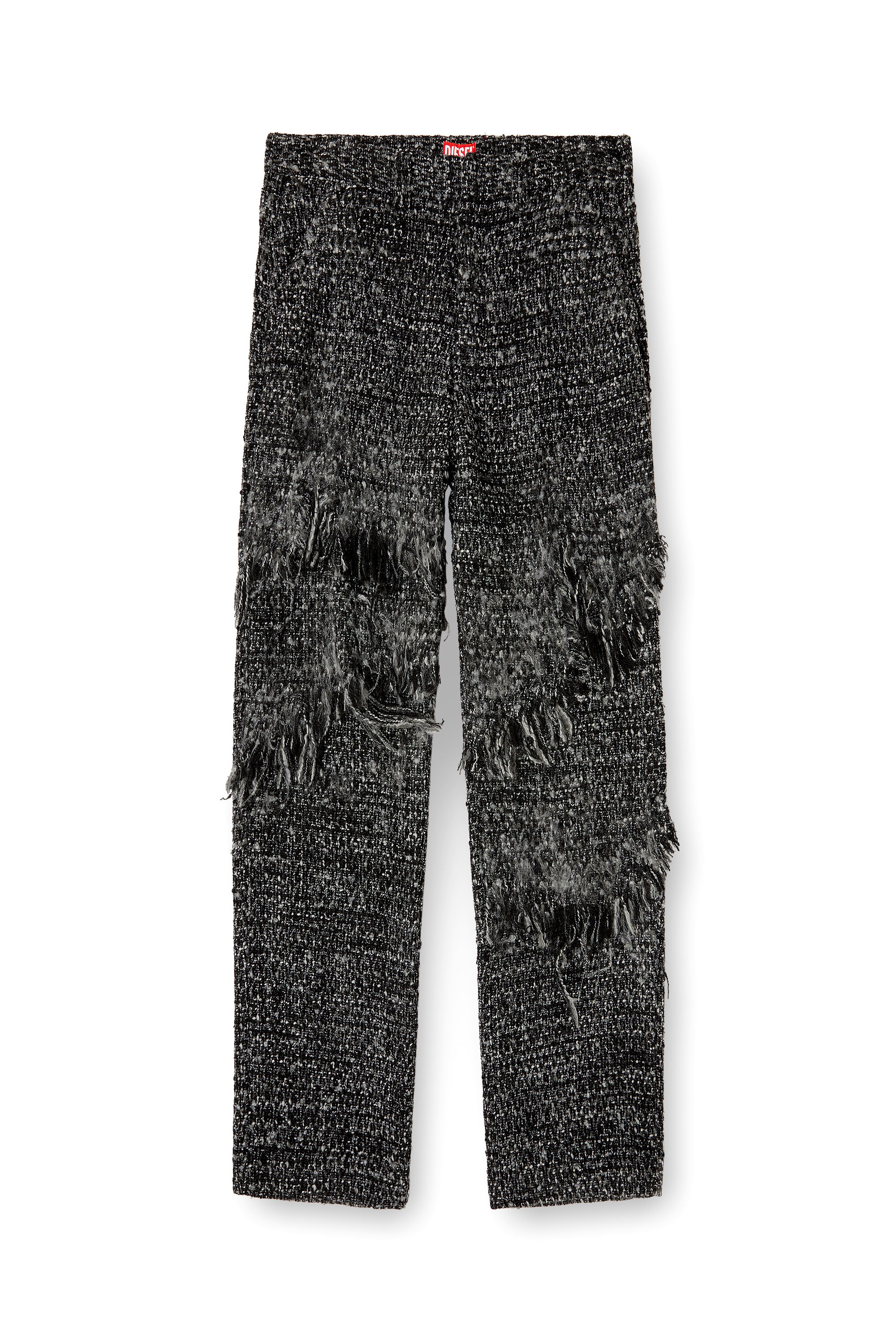 Diesel - P-ABERDEEN-NEW, Man's Layered pants in destroyed bouclé in Black - 3