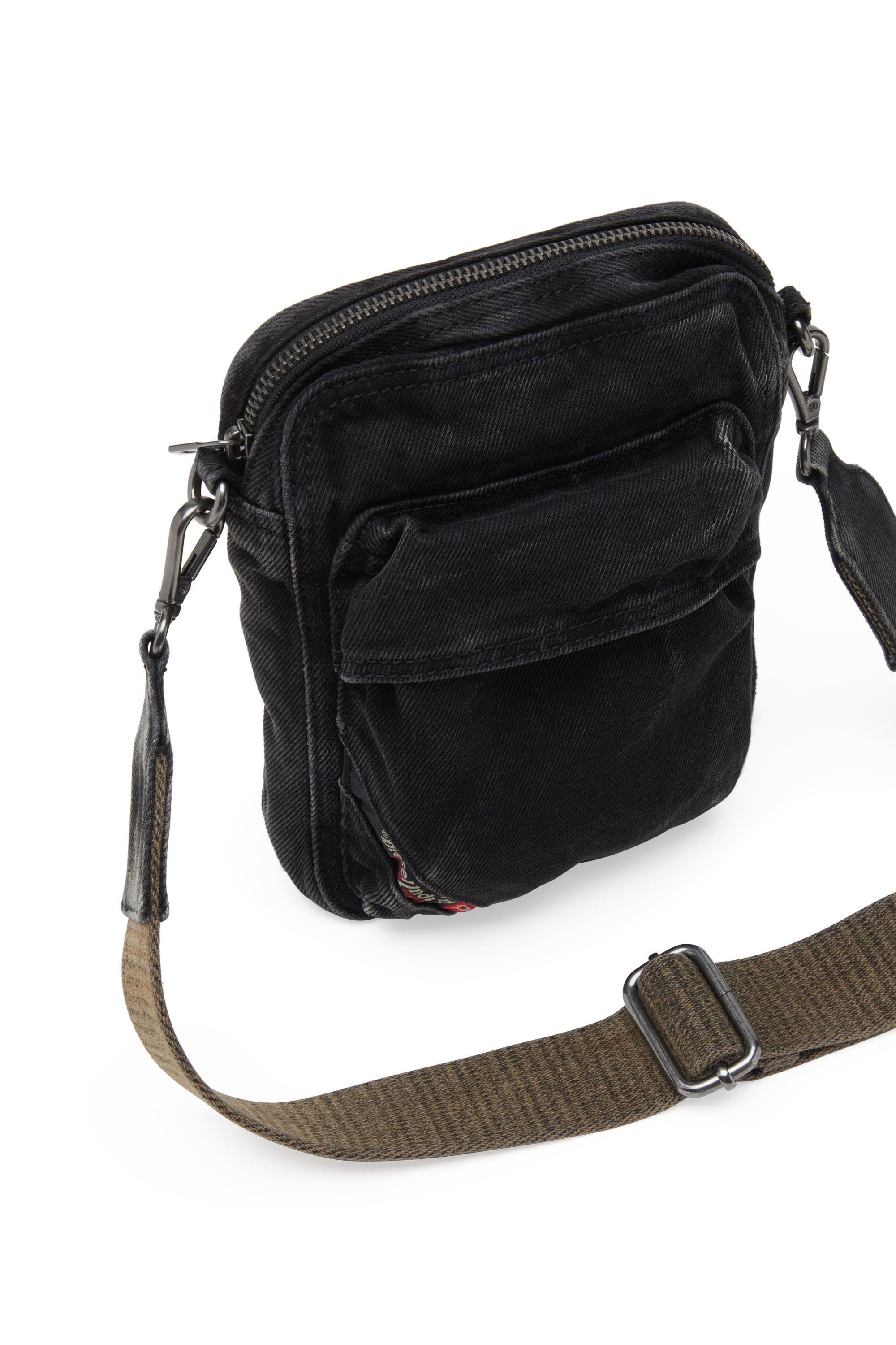 Diesel - MULTI-PKTS CROSSBODY X, Man's Crossbody bag in washed denim in Black - 4