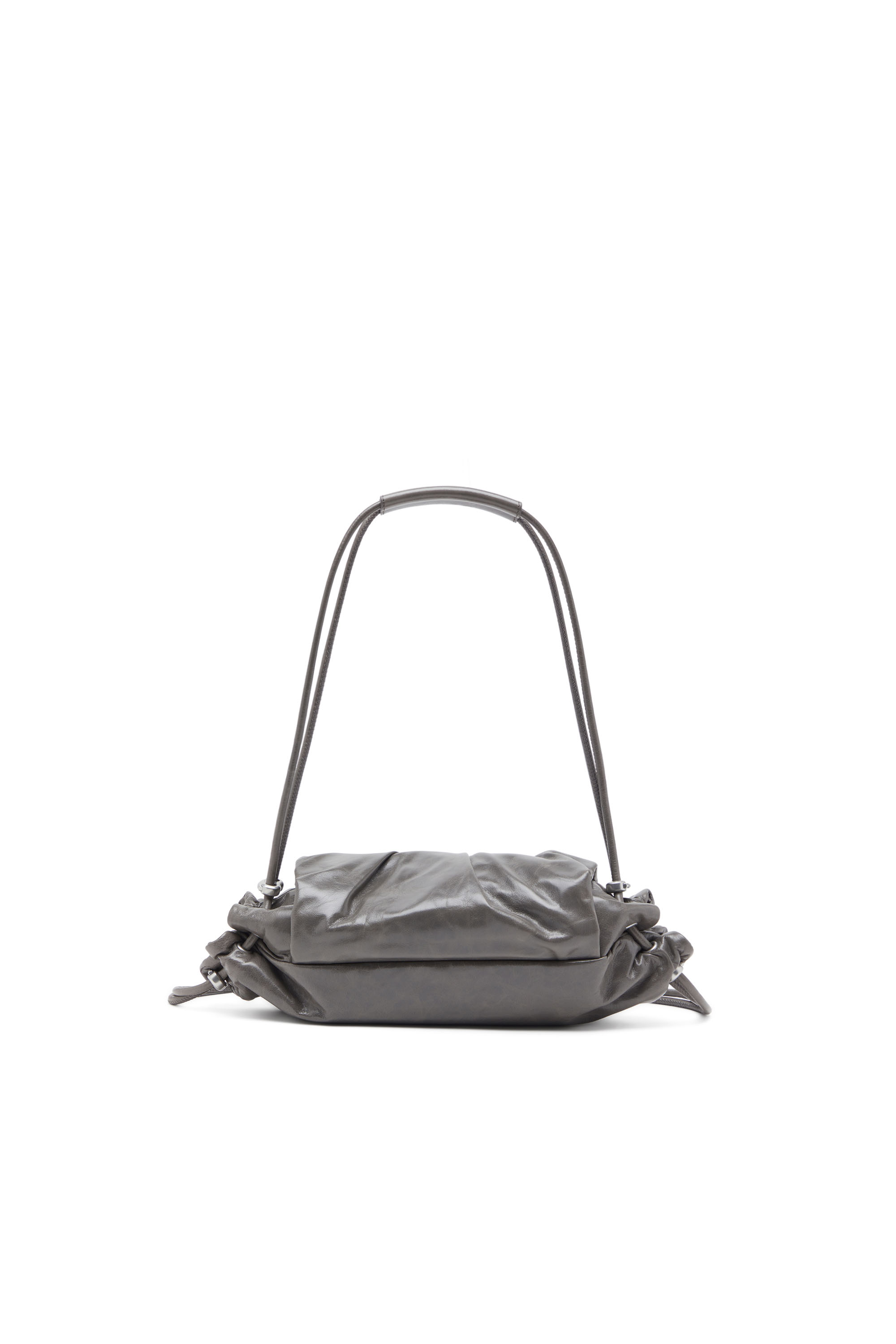 Diesel - SCRUNCH-D SHOULDER S, Bolso de hombro de cuero arrugado Mujer in Gris - 2