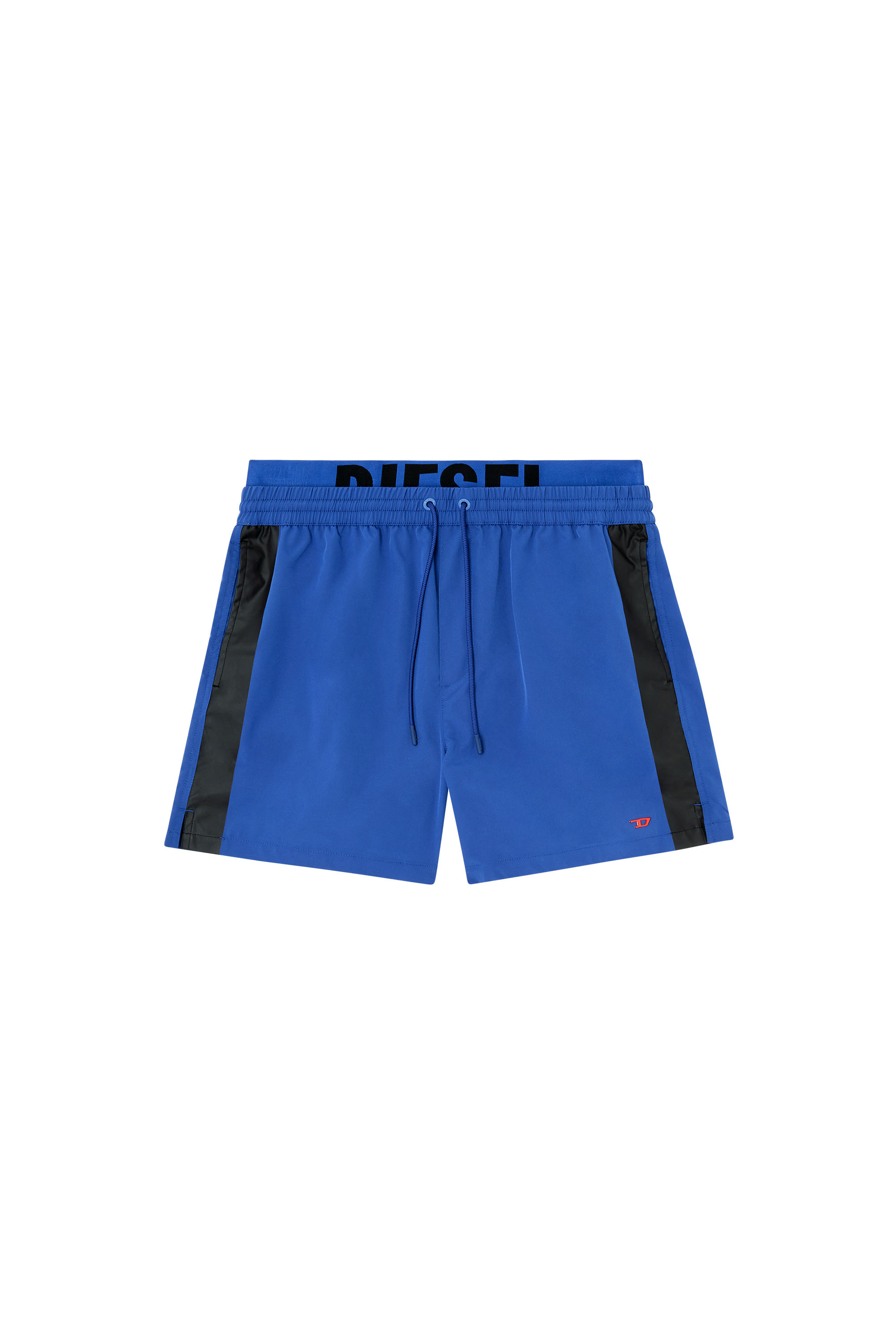 Diesel - VISPER-41-D-POP, Man's Mid-length swim shorts with hybrid waist in Blue/Black - 4