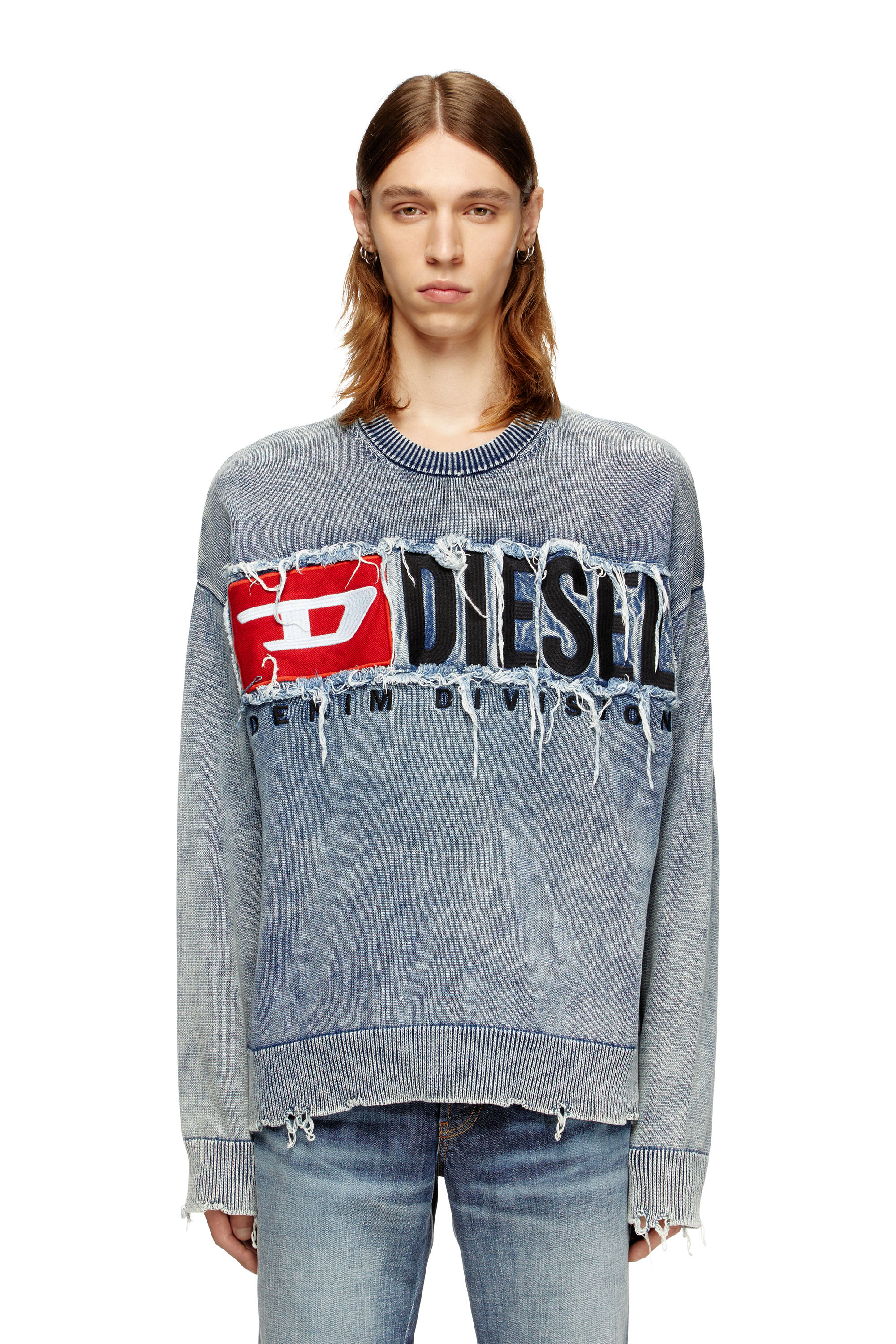 Diesel - K-FRONZI, Cotton jumper with denim logo patch Hombre in ToBeDefined - 1
