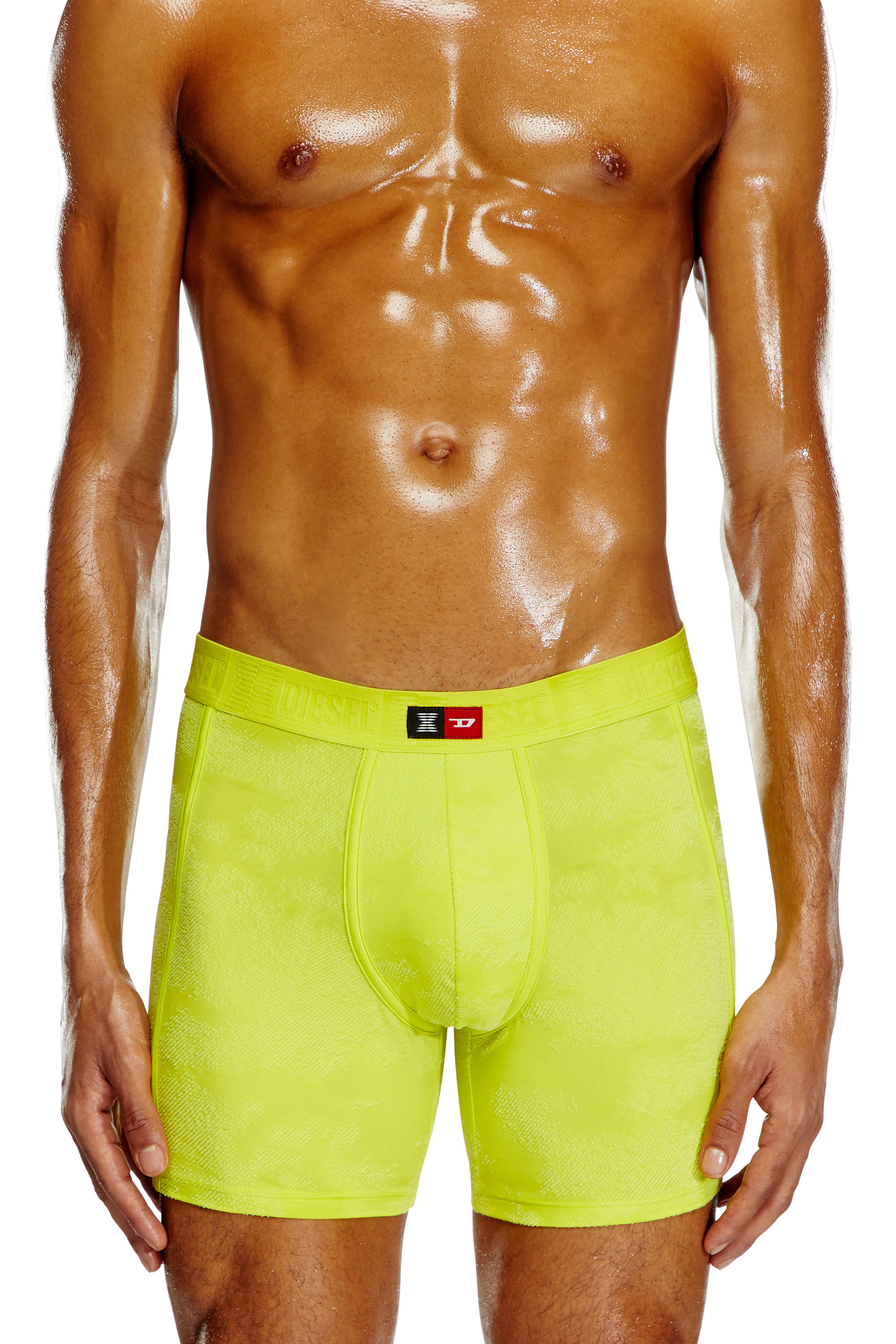 Diesel - FLOCKED-BOXER-BRIEFS, Bóxers ajustados de microfibra en relieve Hombre in Verde - 3