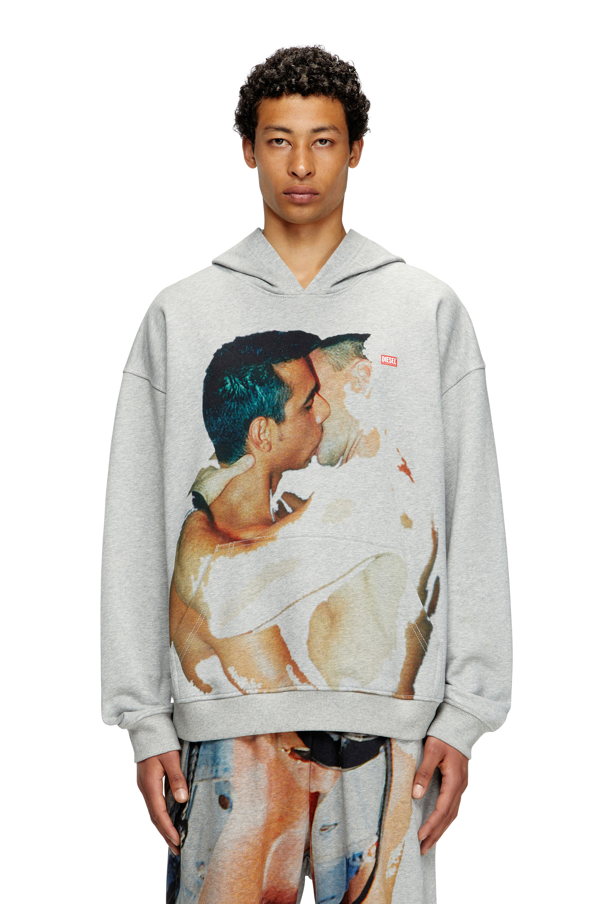 Diesel - PR-S-BOXT-HOOD-TOM25, Sudadera con capucha con estampado gráfico Unisex in Gris - 1