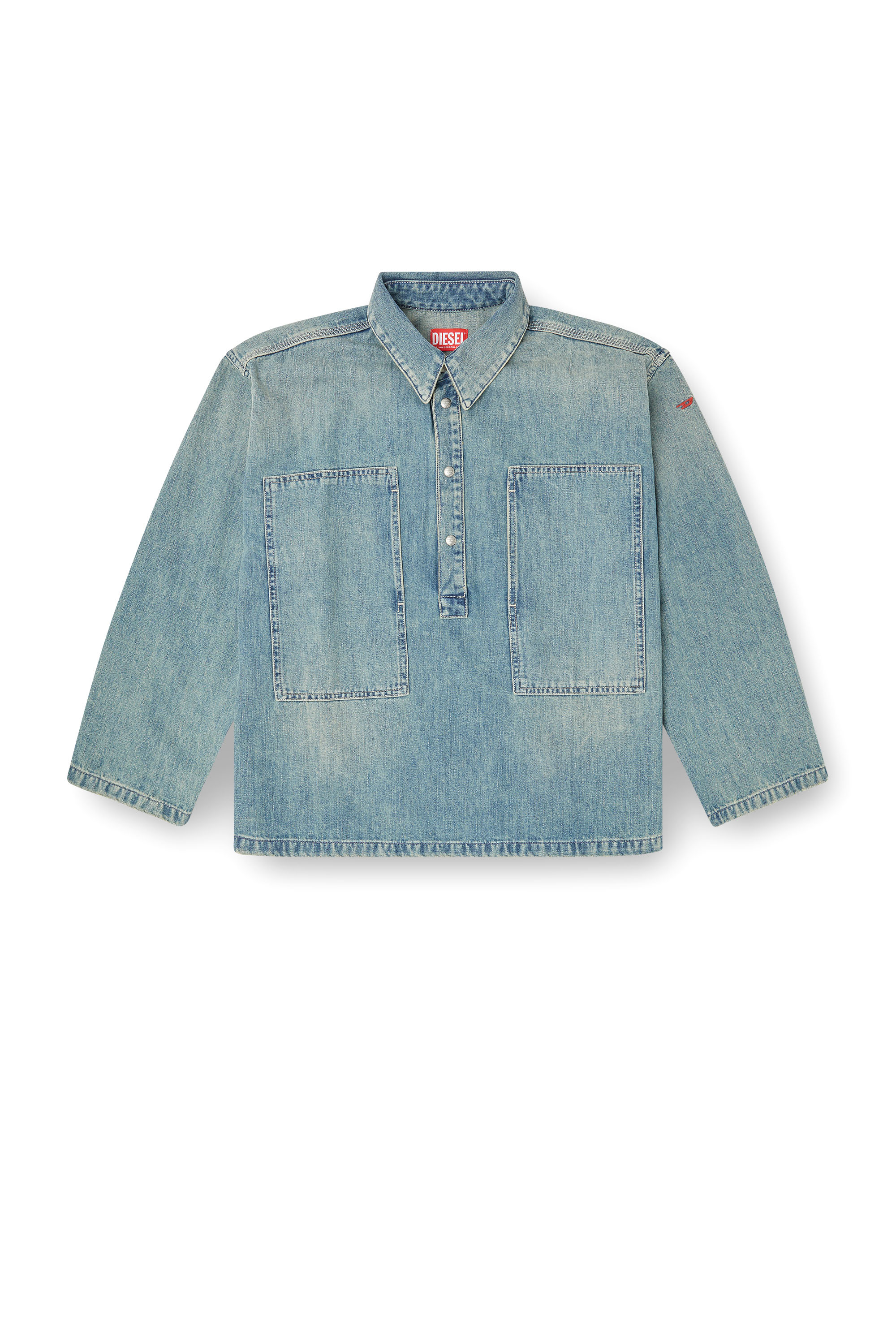 Diesel - DE-PRISS, Woman's Henley top in utility-style denim in Light Blue - 4