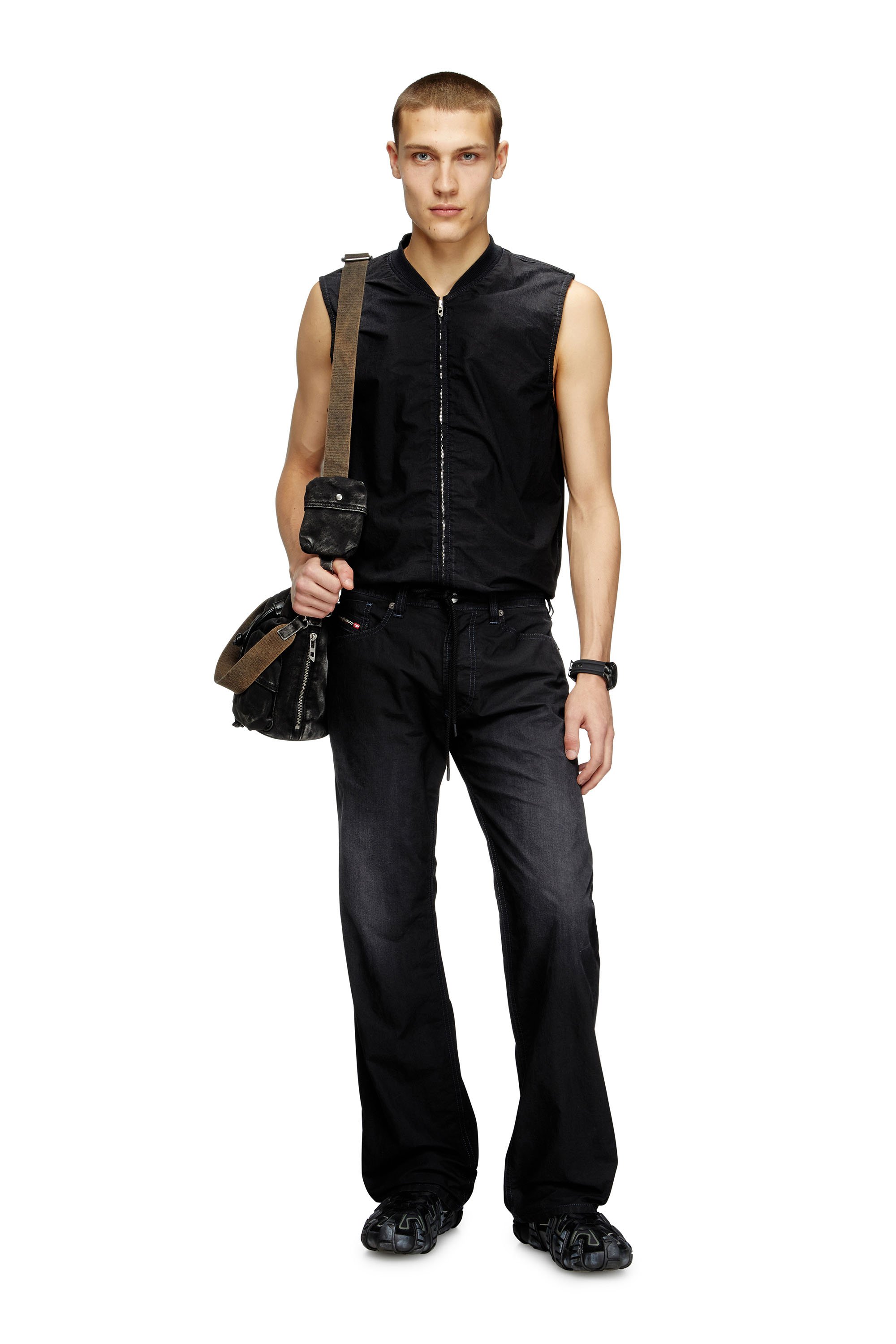Diesel - D-SUND-D-N JOGG, Unisex's Sleeveless technical JoggJeans vest in Black/Dark grey - 3