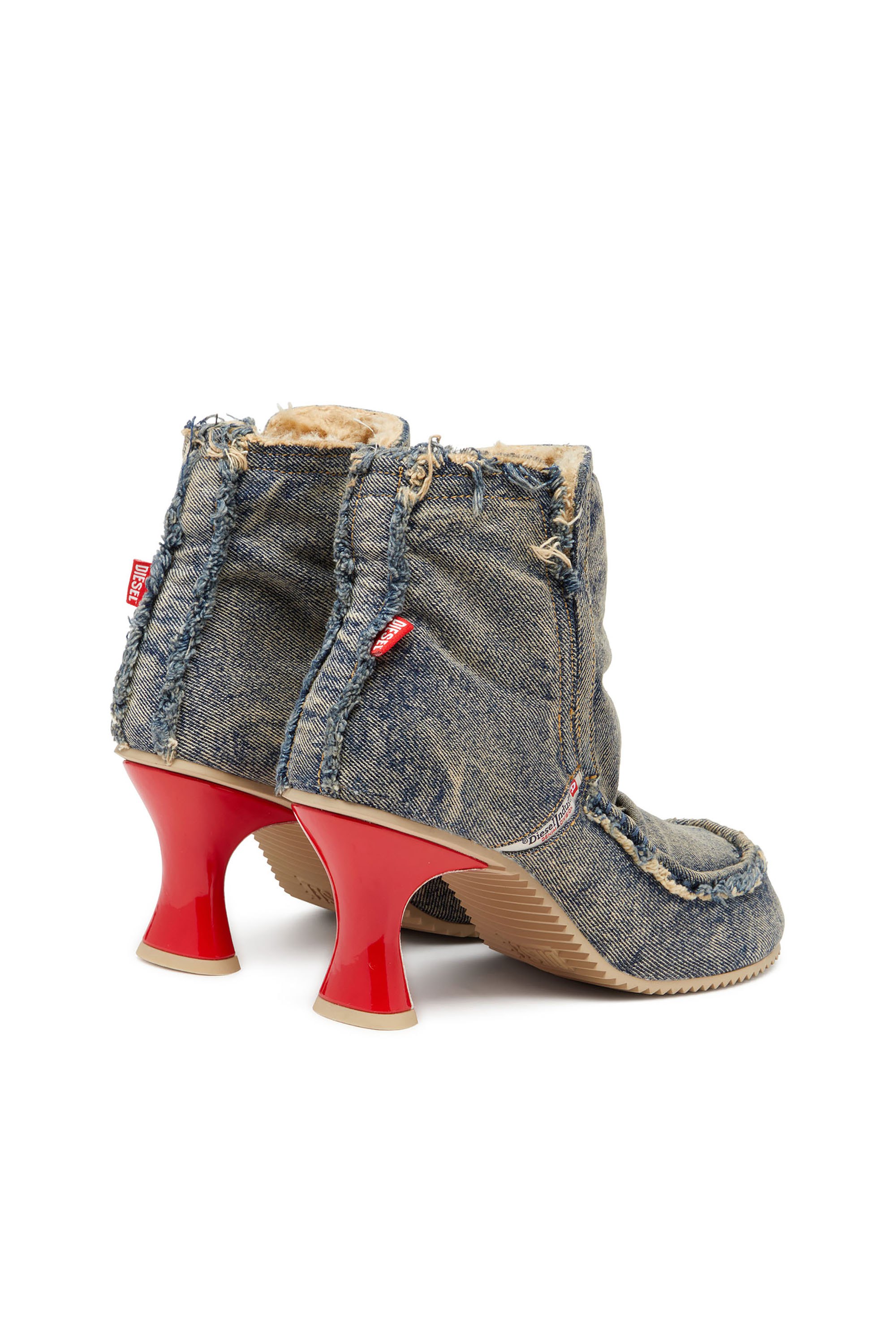 Diesel - D-WOODSTOCK HEEL AB, Woman's D-Woodstock - Denim boots with heel in Blue - 4