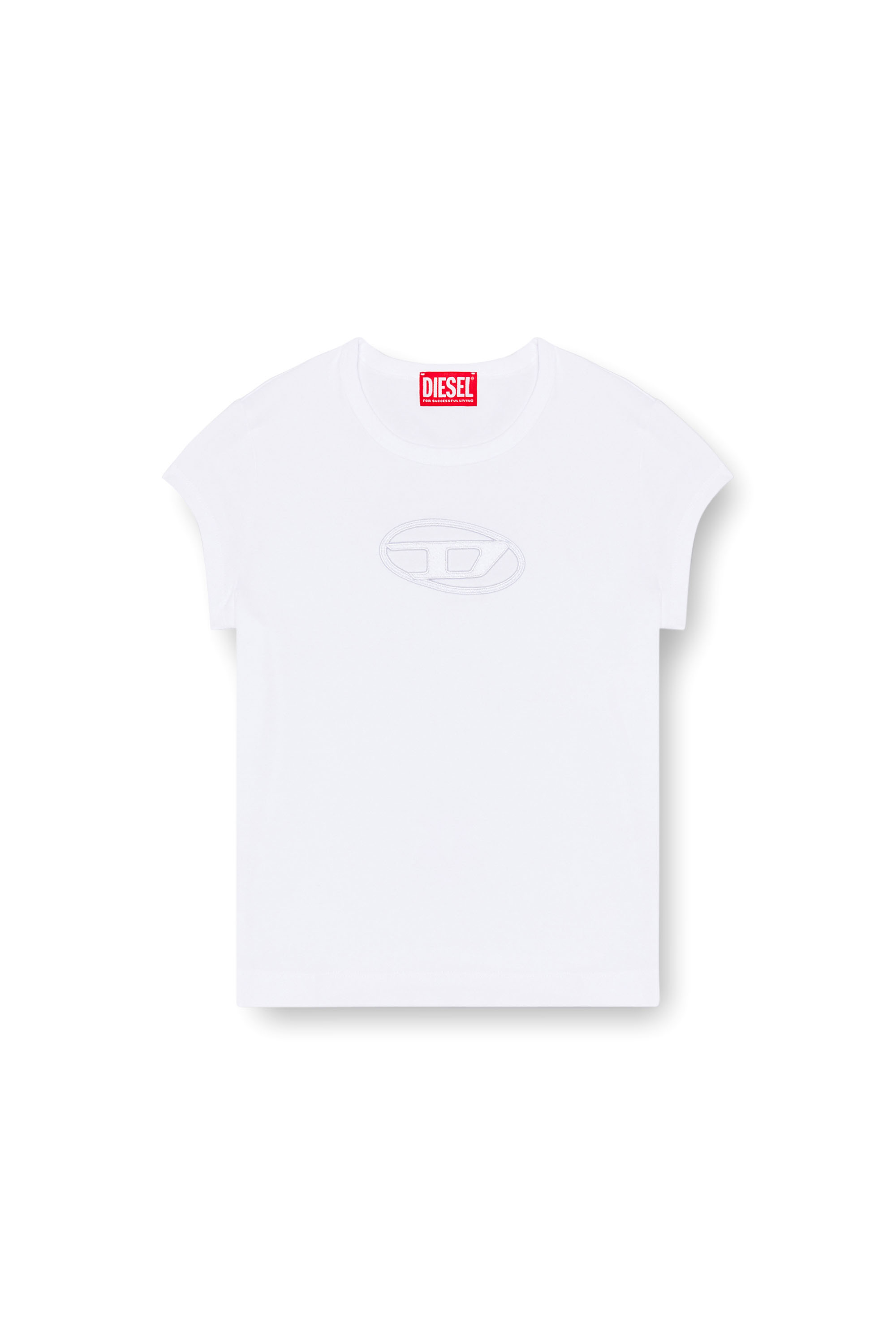 Diesel - T-ANGIE, Mujer Camiseta con logotipo cucú in Blanco - Image 3